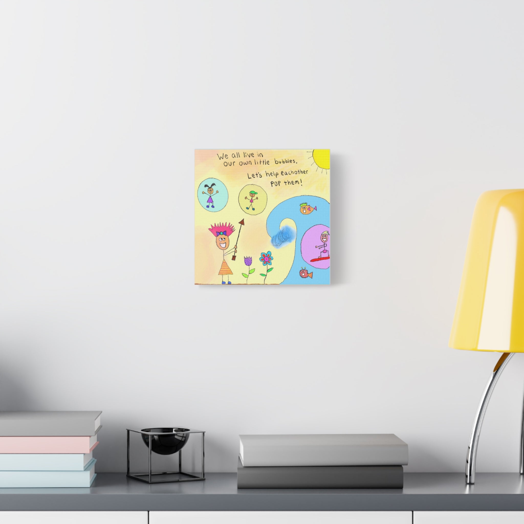 Inspirational Canvas Art "Popping Bubbles" — Whimsical Illustration