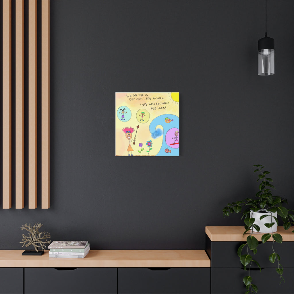 Inspirational Canvas Art "Popping Bubbles" — Whimsical Illustration
