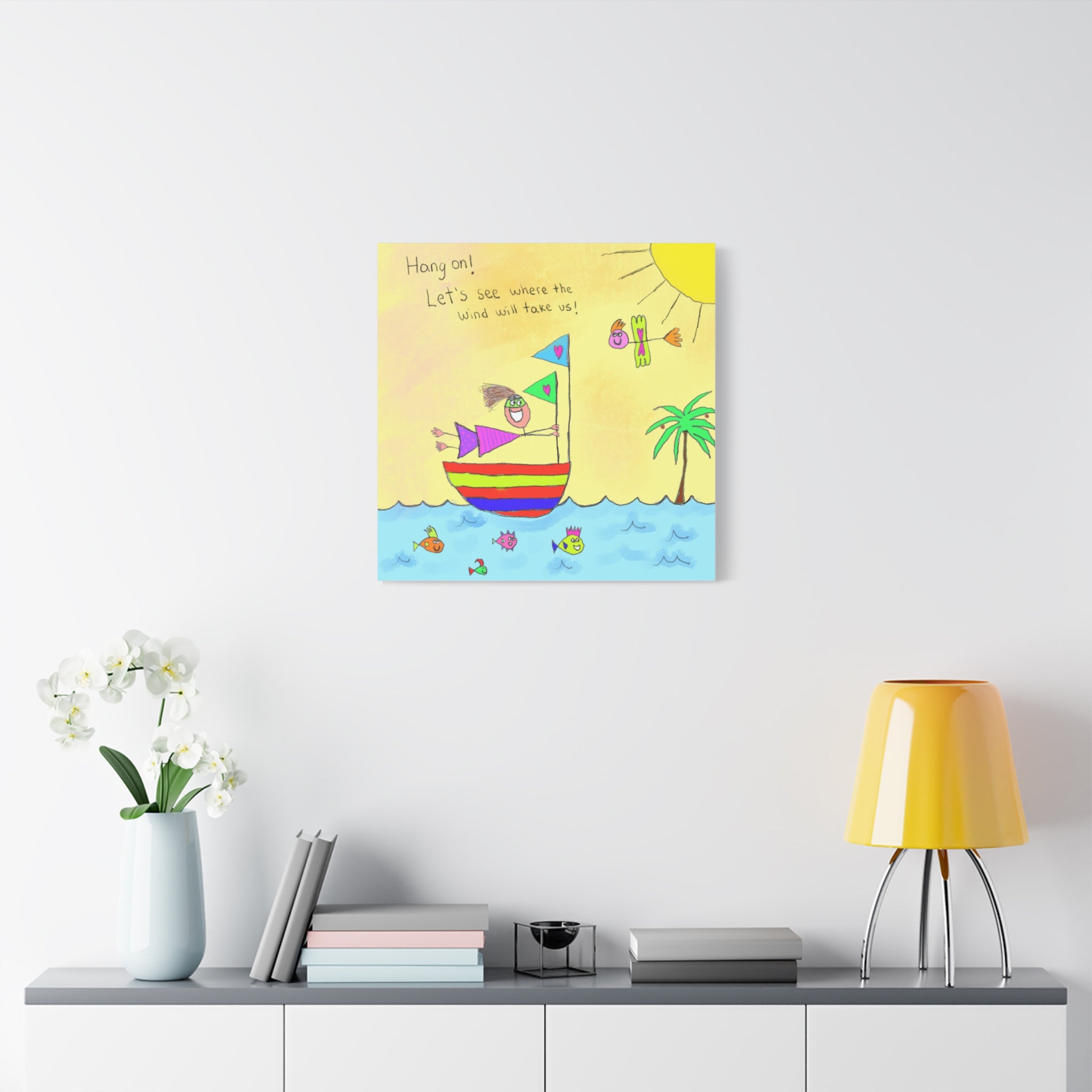Inspirational Canvas Art "Where Will The Wind Take Us" — Whimsical Illustration