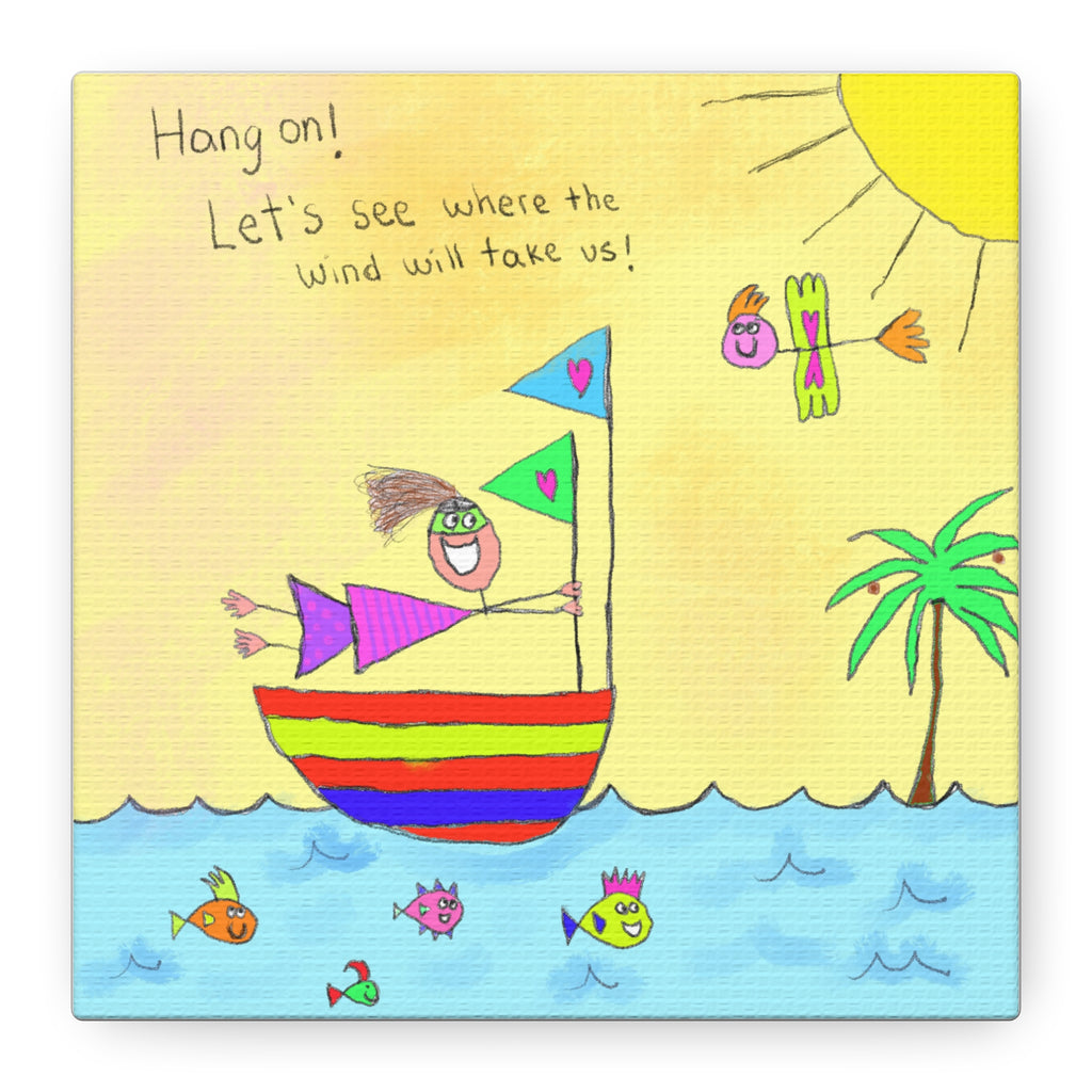 Inspirational Canvas Art "Where Will The Wind Take Us" — Whimsical Illustration