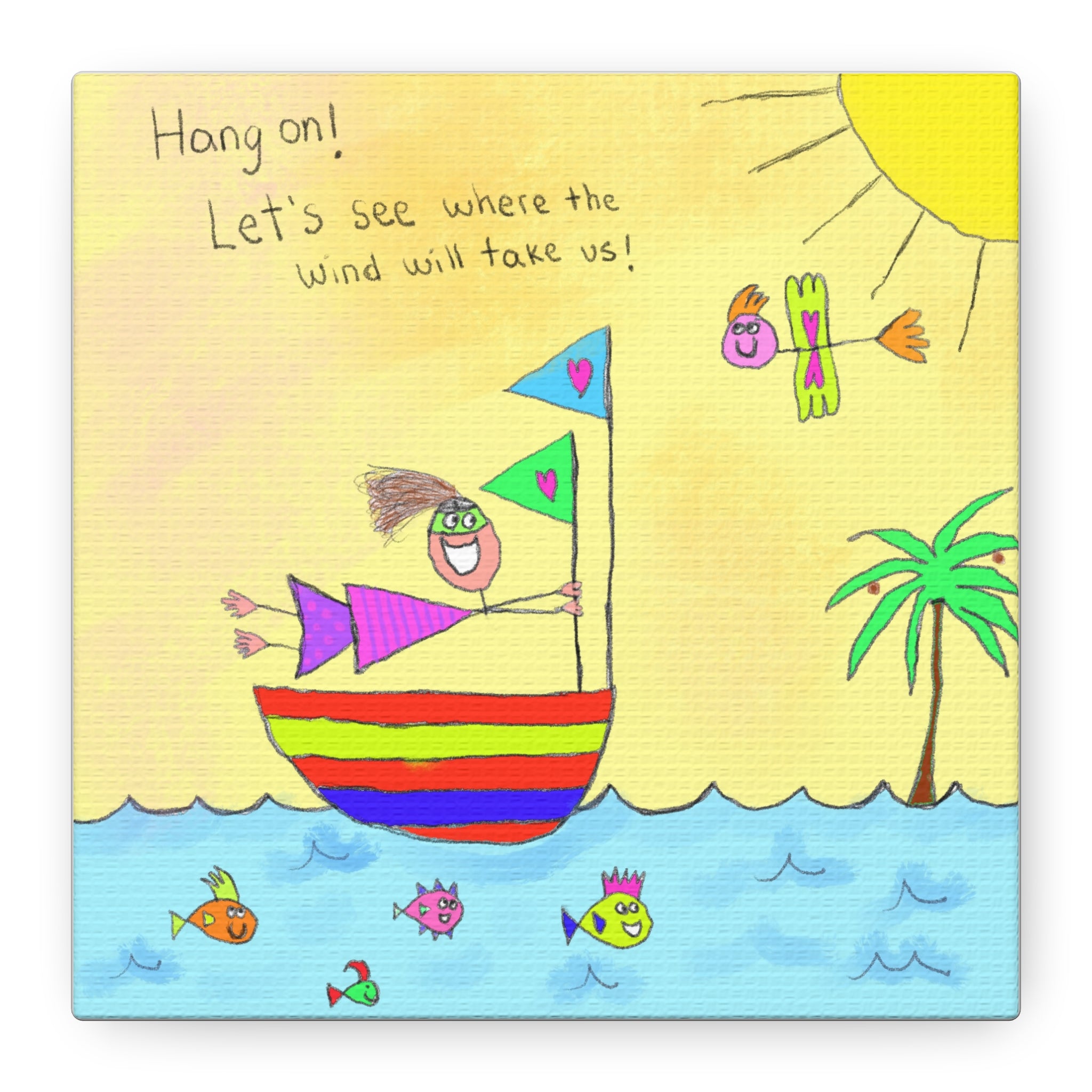 Inspirational Canvas Art "Where Will The Wind Take Us" — Whimsical Illustration