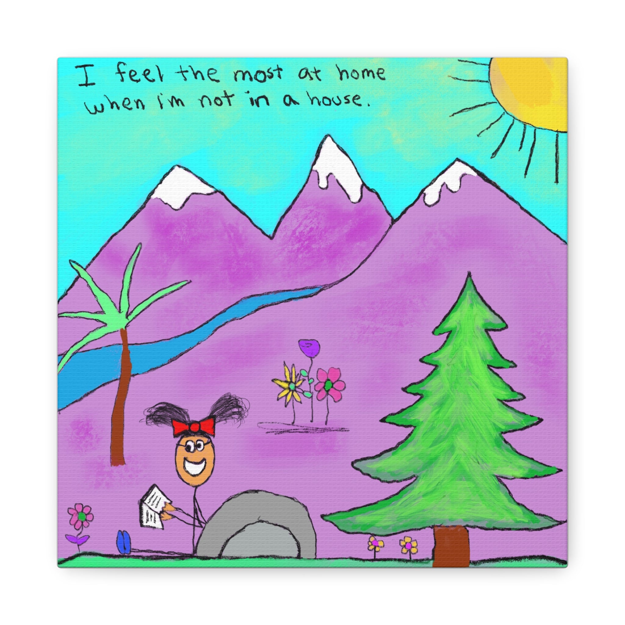 Inspirational Canvas Art "Home" — Whimsical Illustration