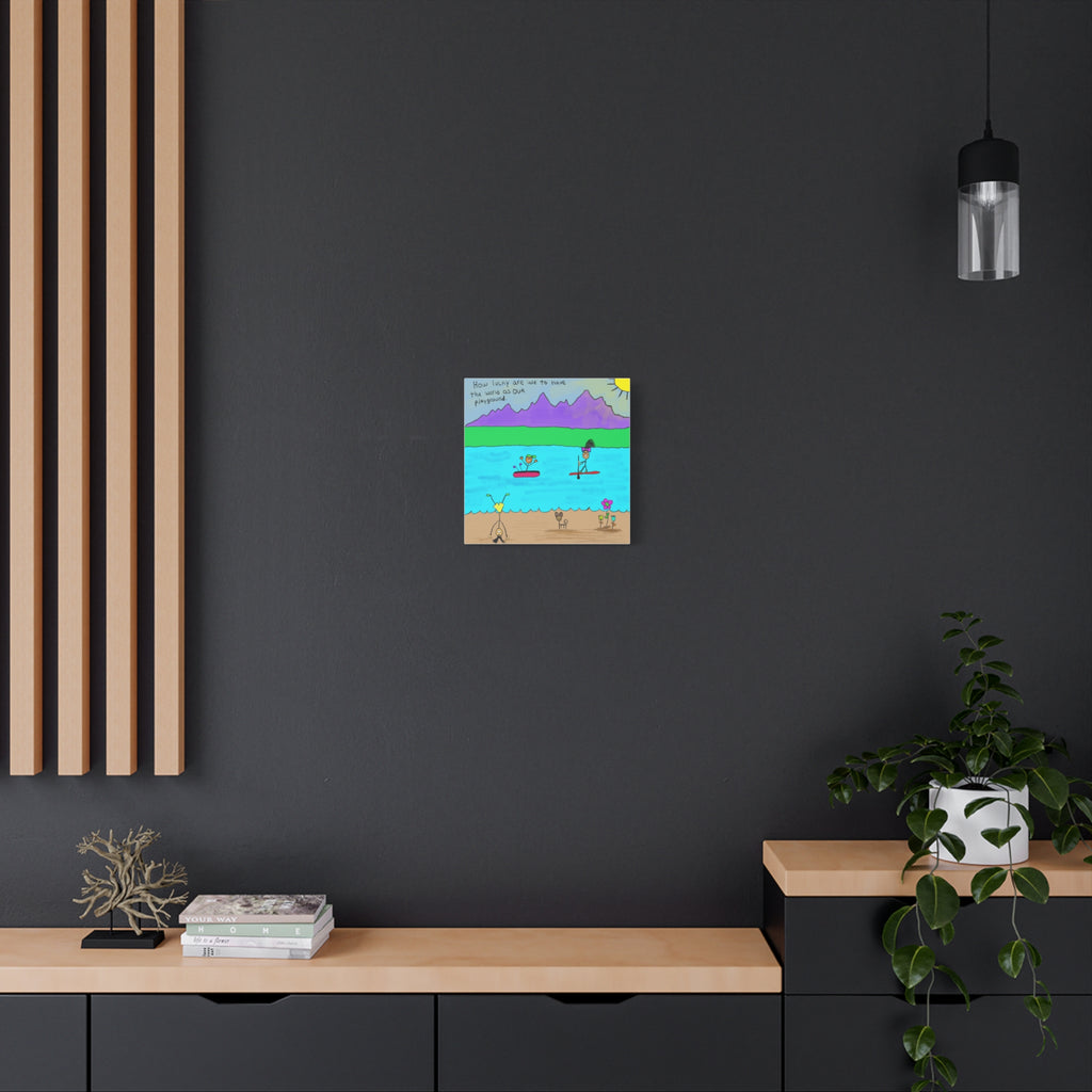 Inspirational Canvas Art "The World Is A Playground" — Whimsical Illustration