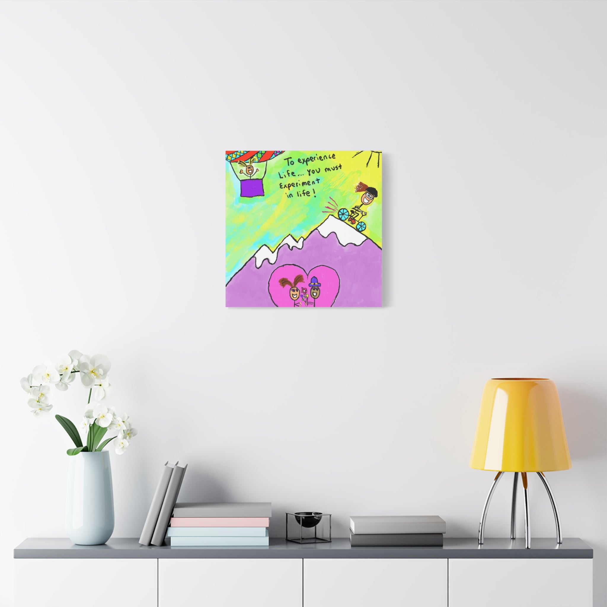Inspirational Canvas Art "Experience and  Experiment in Life" — Whimsical Illustration