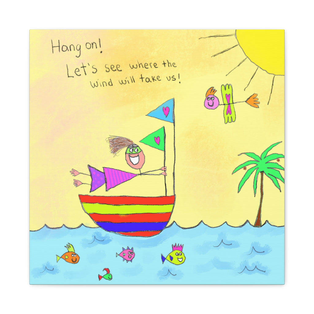 Inspirational Canvas Art "Where Will The Wind Take Us" — Whimsical Illustration