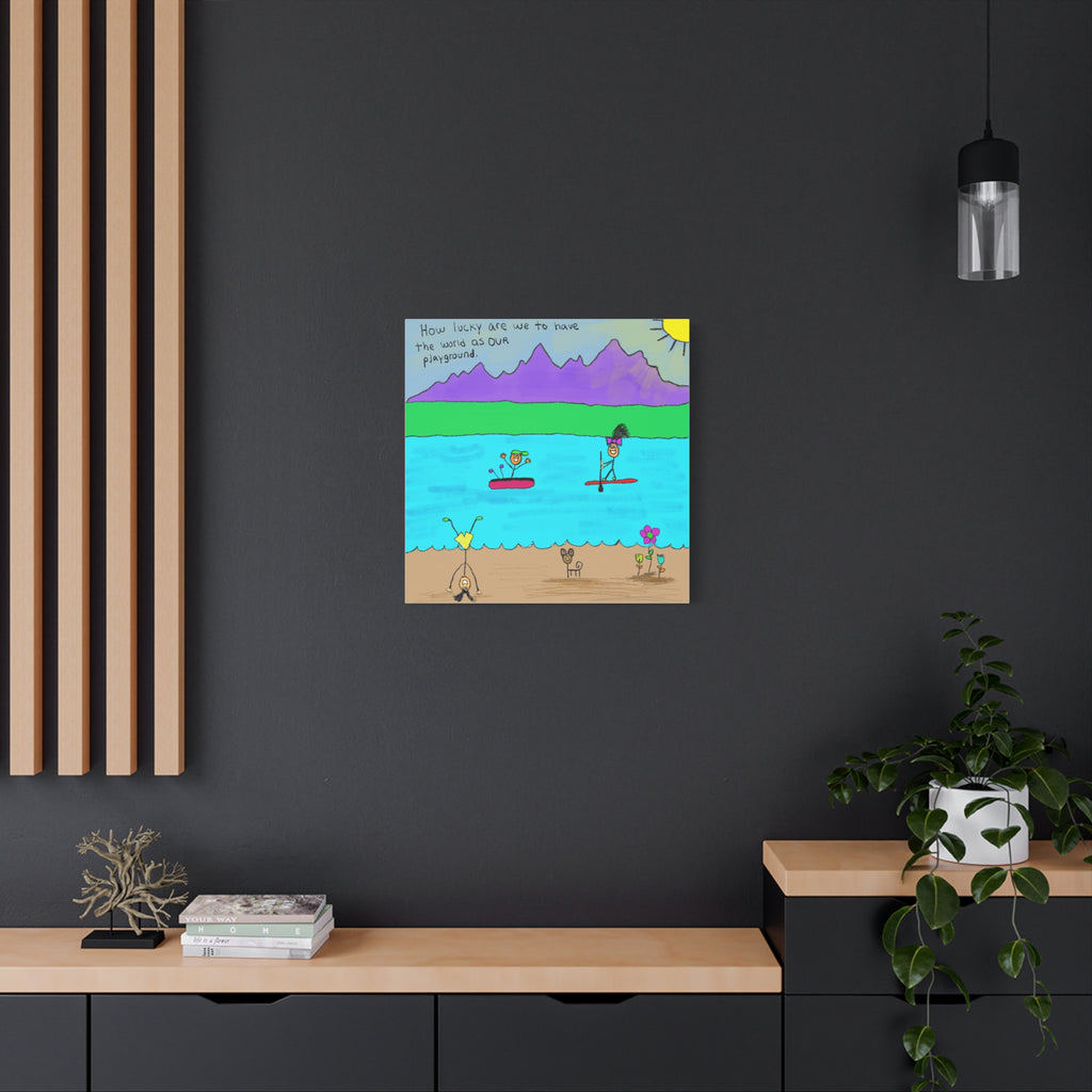 Inspirational Canvas Art "The World Is A Playground" — Whimsical Illustration