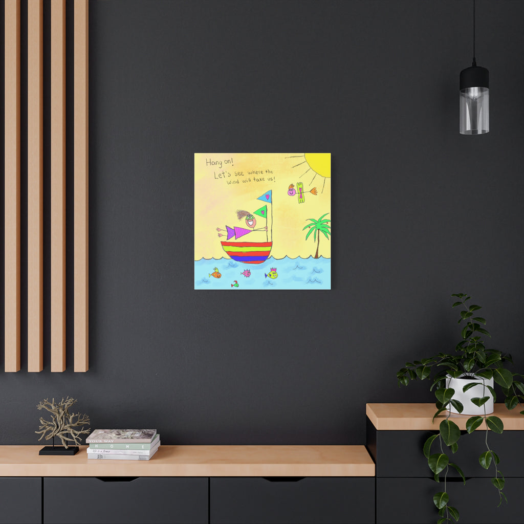 Inspirational Canvas Art "Where Will The Wind Take Us" — Whimsical Illustration