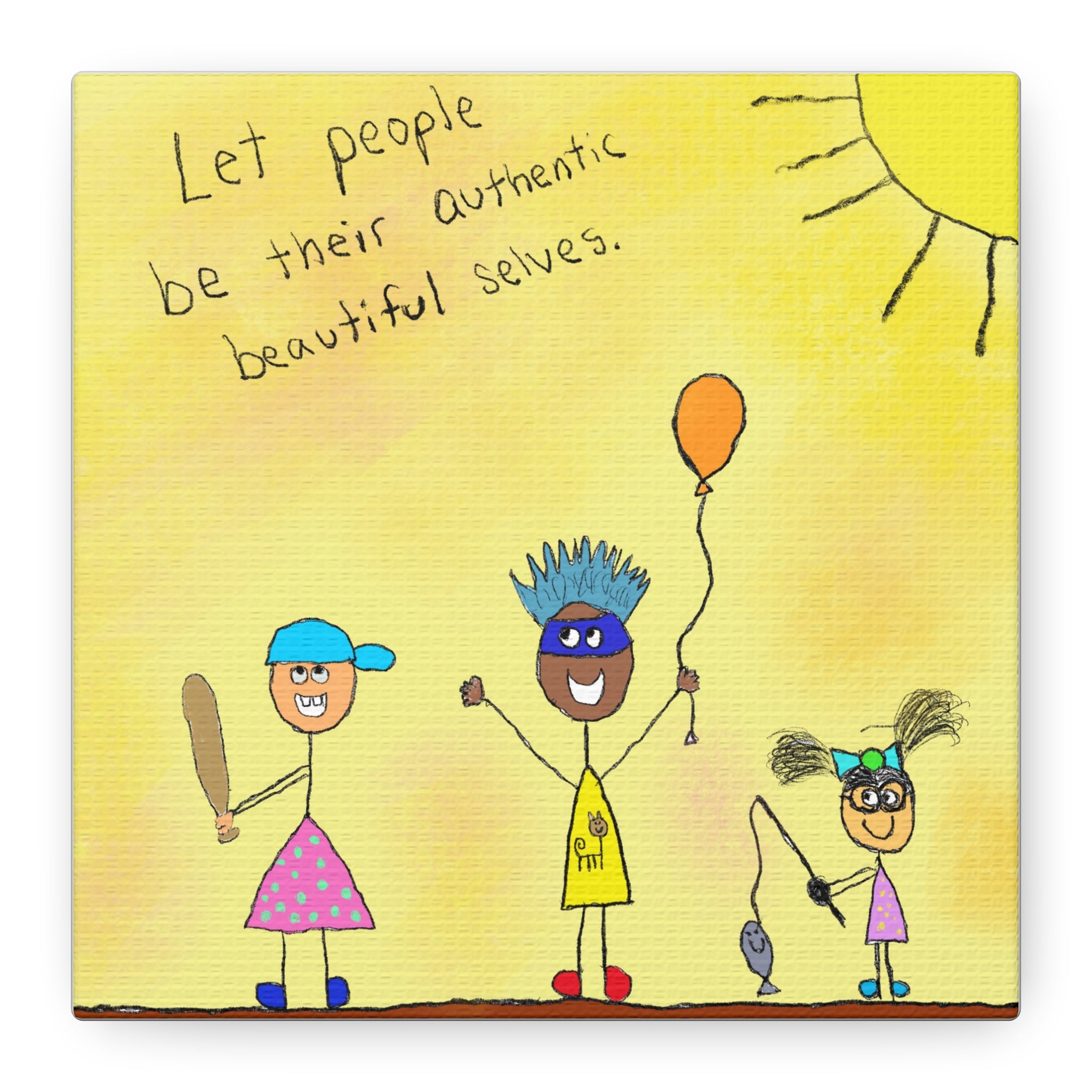 Inspirational Canvas Art "Authentic Selves" — Whimsical Illustration