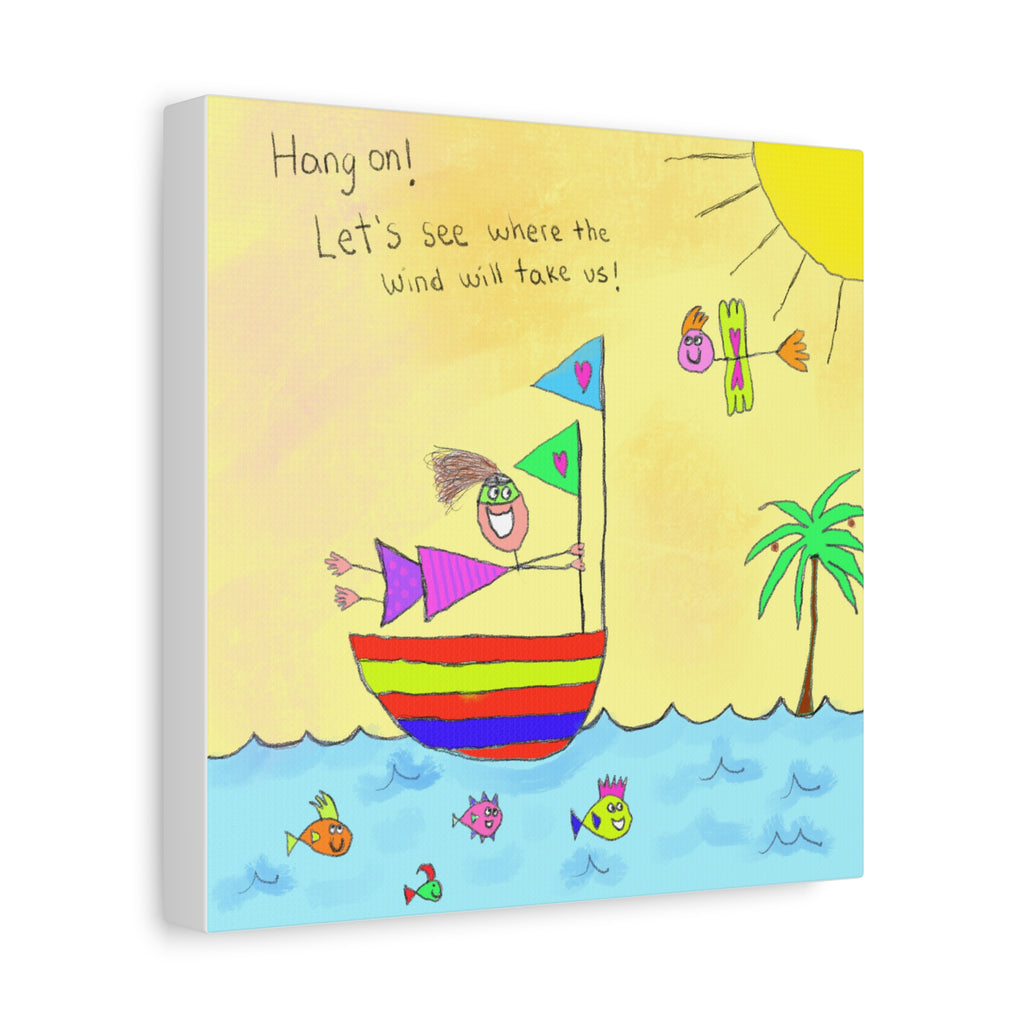 Inspirational Canvas Art "Where Will The Wind Take Us" — Whimsical Illustration