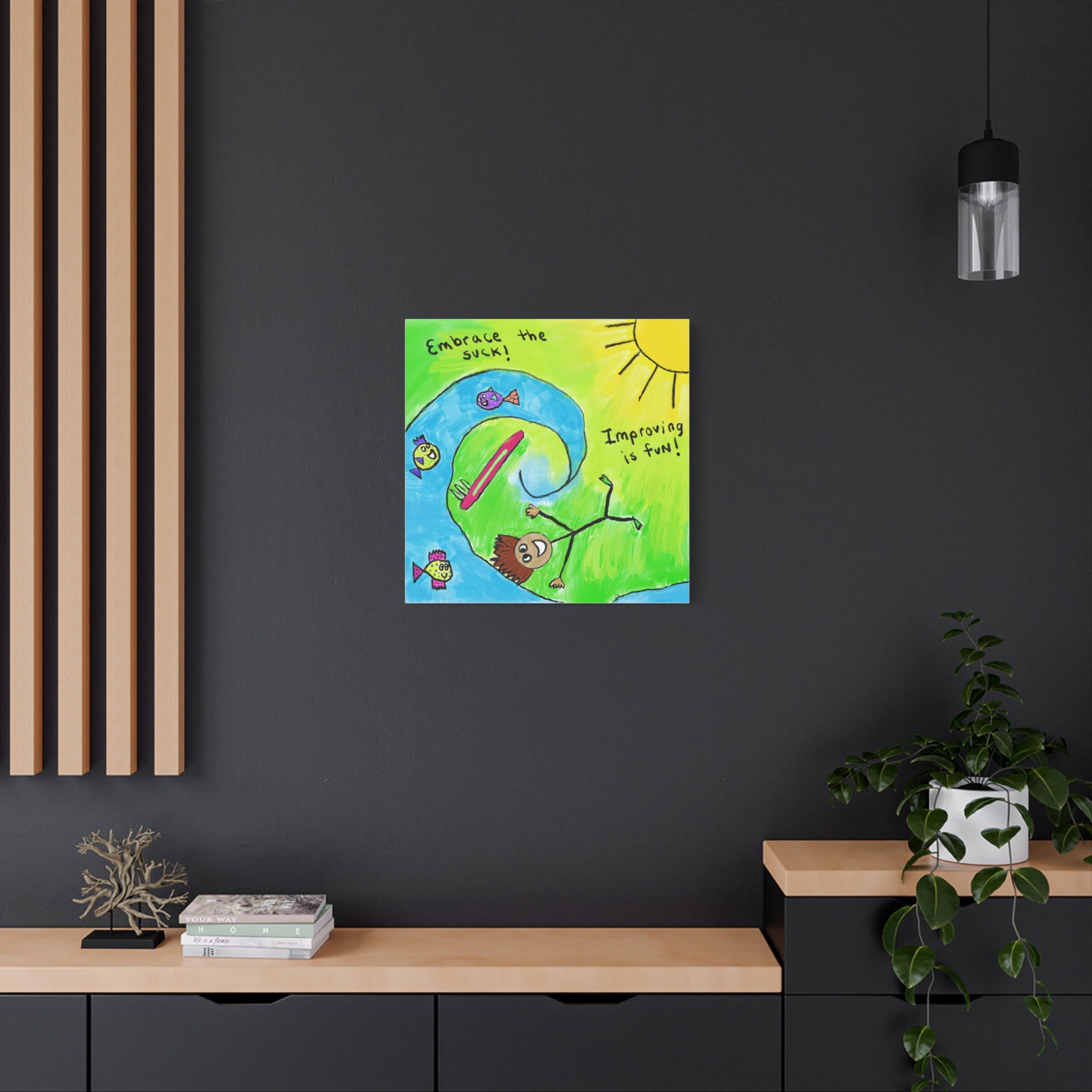 Inspirational Canvas Art "Embrace the Suck" — Whimsical Illustration