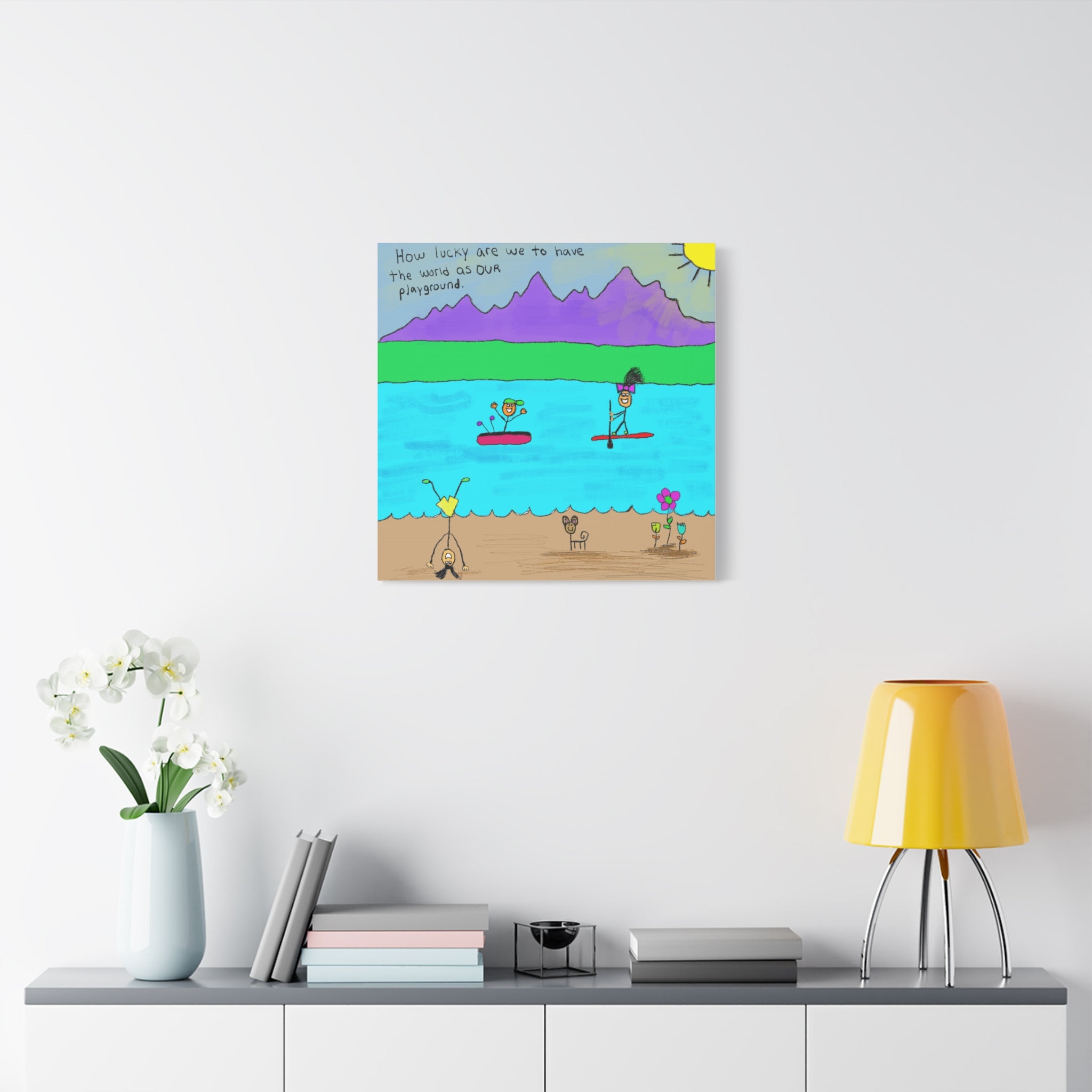 Inspirational Canvas Art "The World Is A Playground" — Whimsical Illustration