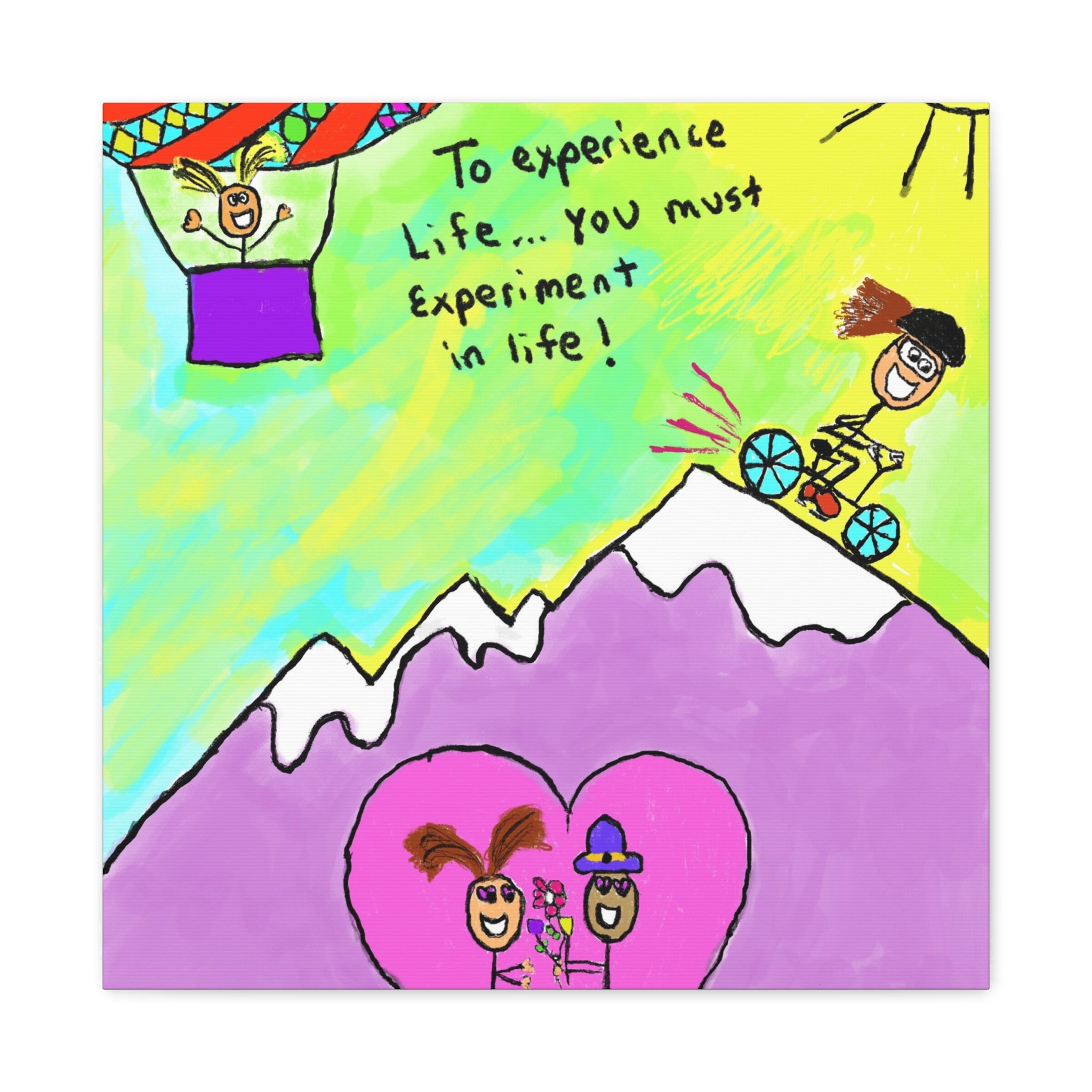 Inspirational Canvas Art "Experience and  Experiment in Life" — Whimsical Illustration