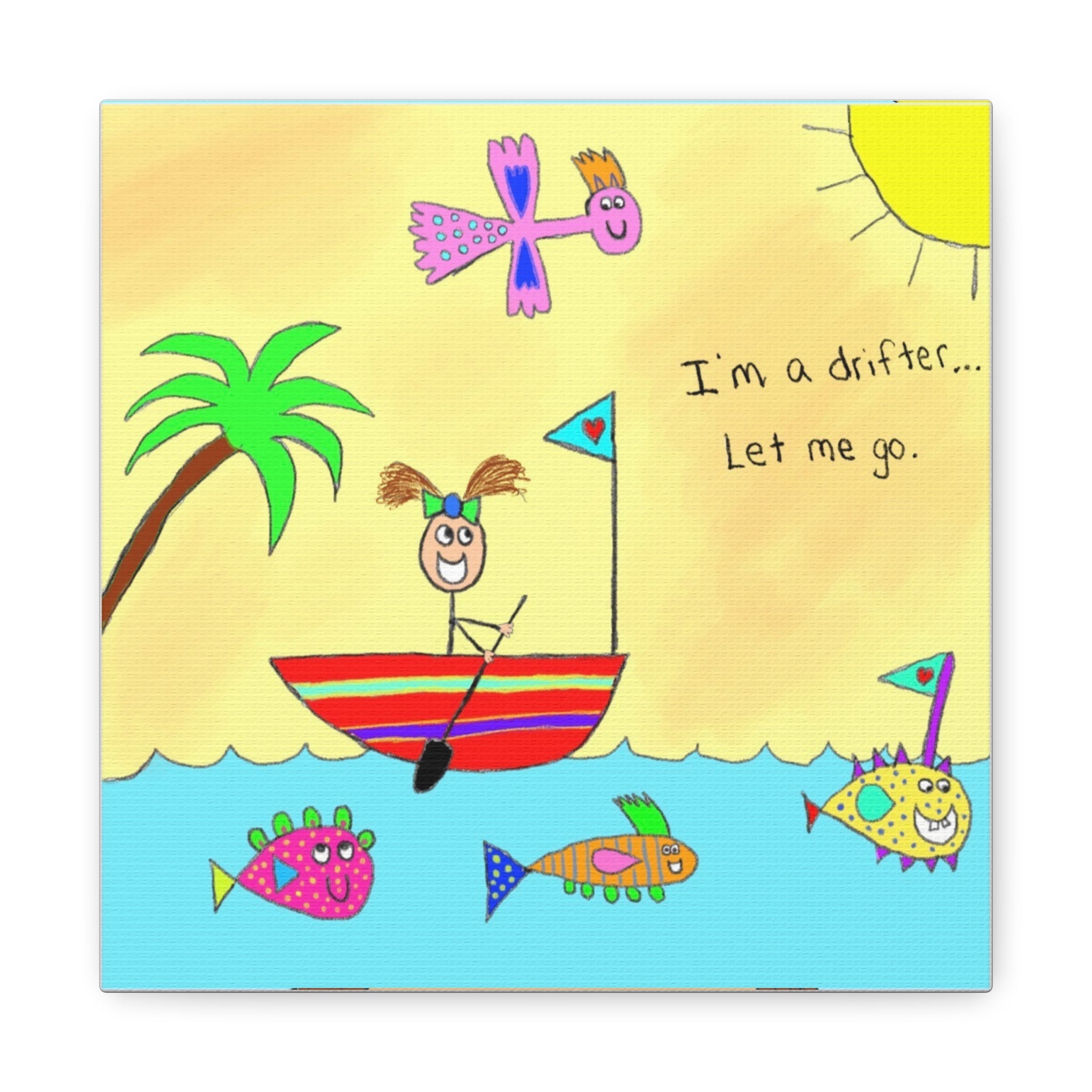 Inspirational Canvas Art "I’m A Drifter" — Whimsical Illustration
