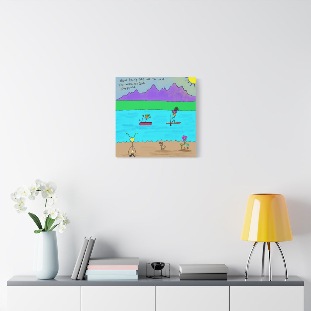 Inspirational Canvas Art "The World Is A Playground" — Whimsical Illustration