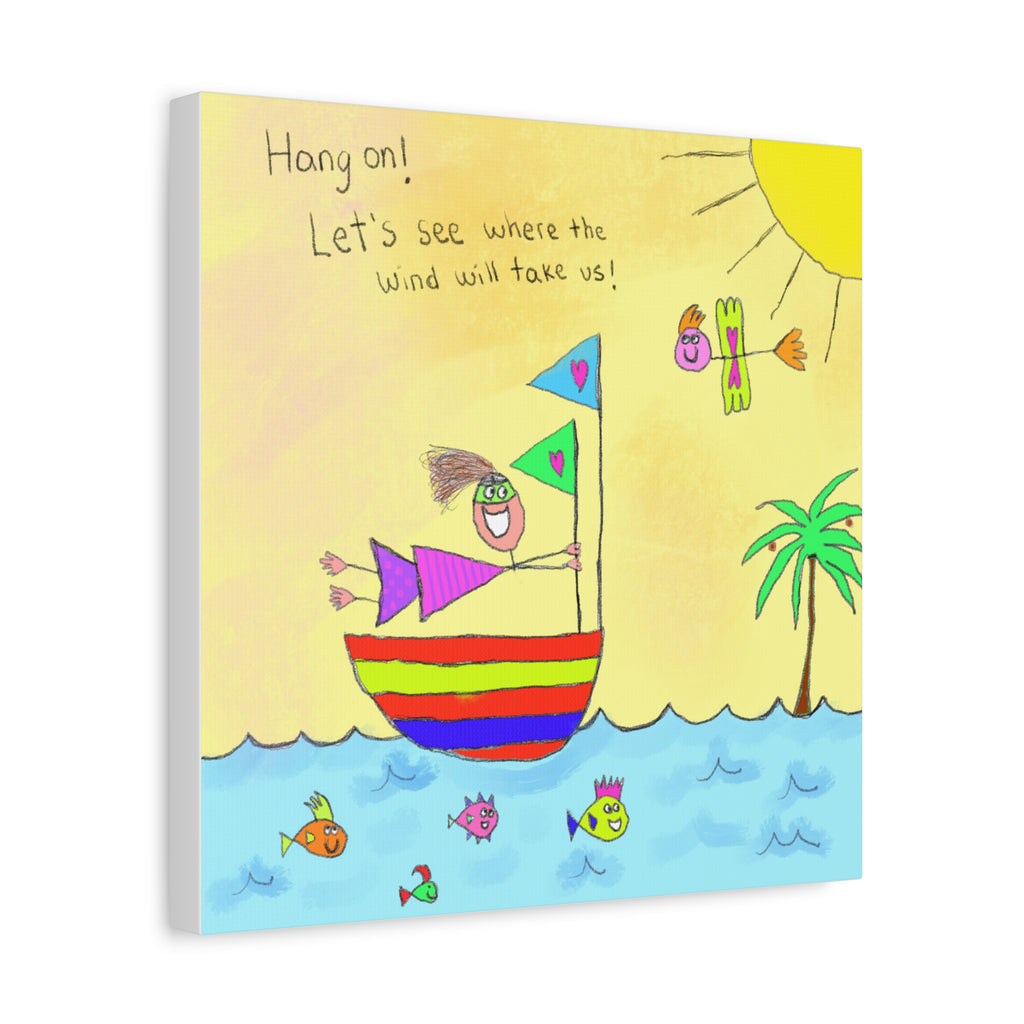 Inspirational Canvas Art "Where Will The Wind Take Us" — Whimsical Illustration