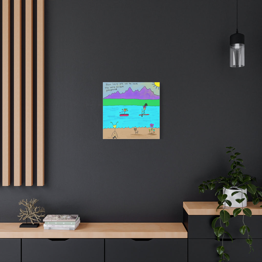 Inspirational Canvas Art "The World Is A Playground" — Whimsical Illustration