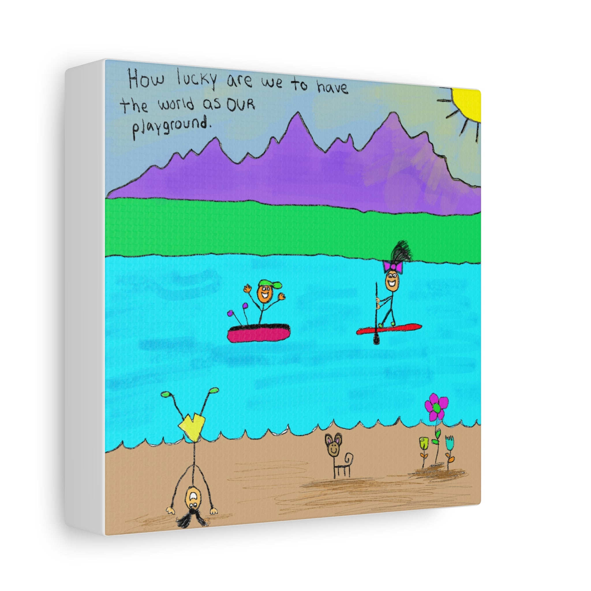Inspirational Canvas Art "The World Is A Playground" — Whimsical Illustration