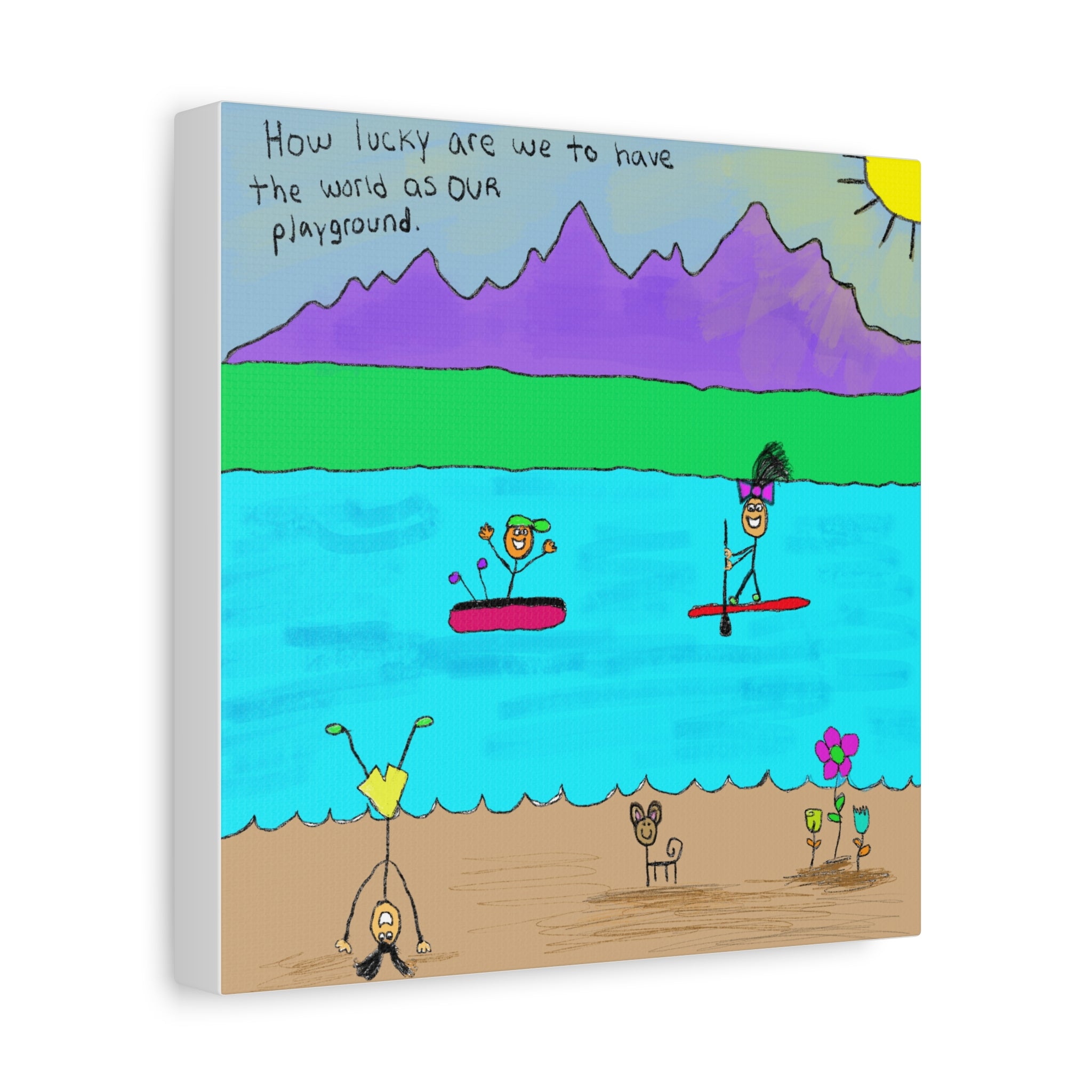 Inspirational Canvas Art "The World Is A Playground" — Whimsical Illustration
