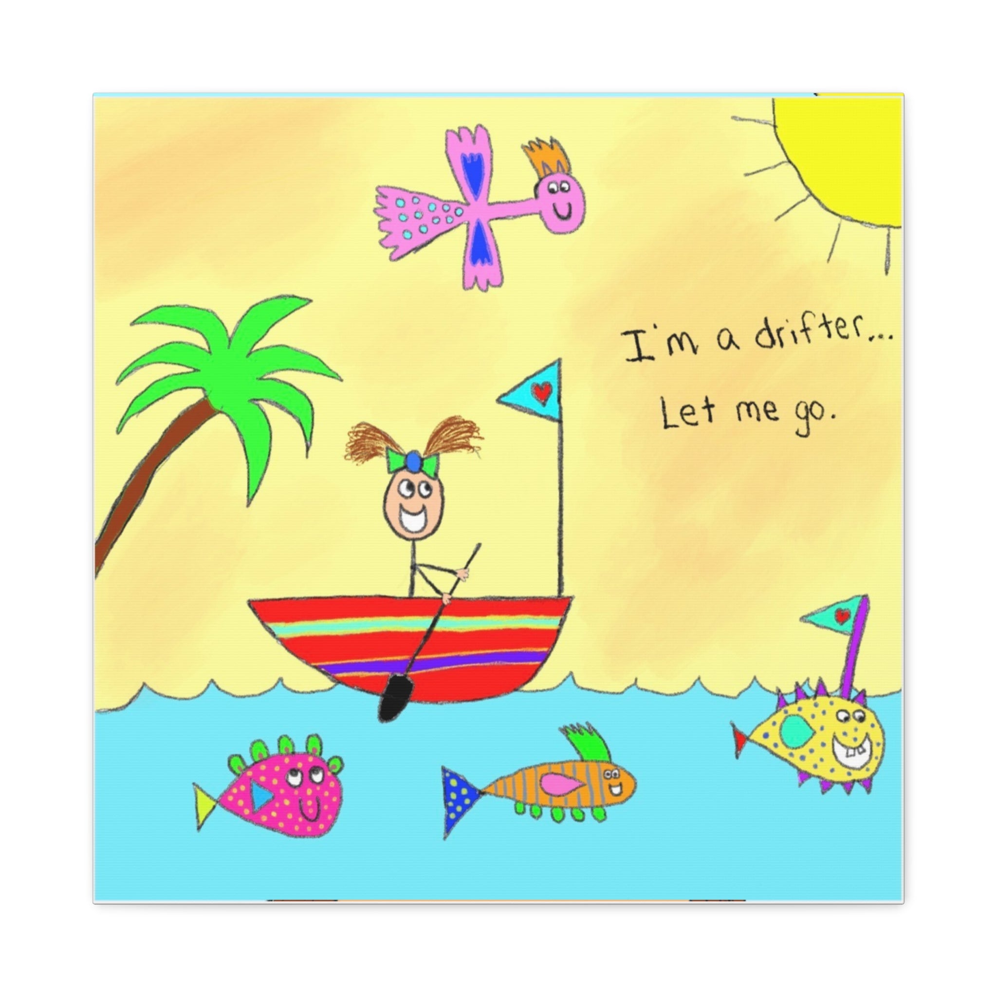 Inspirational Canvas Art "I’m A Drifter" — Whimsical Illustration