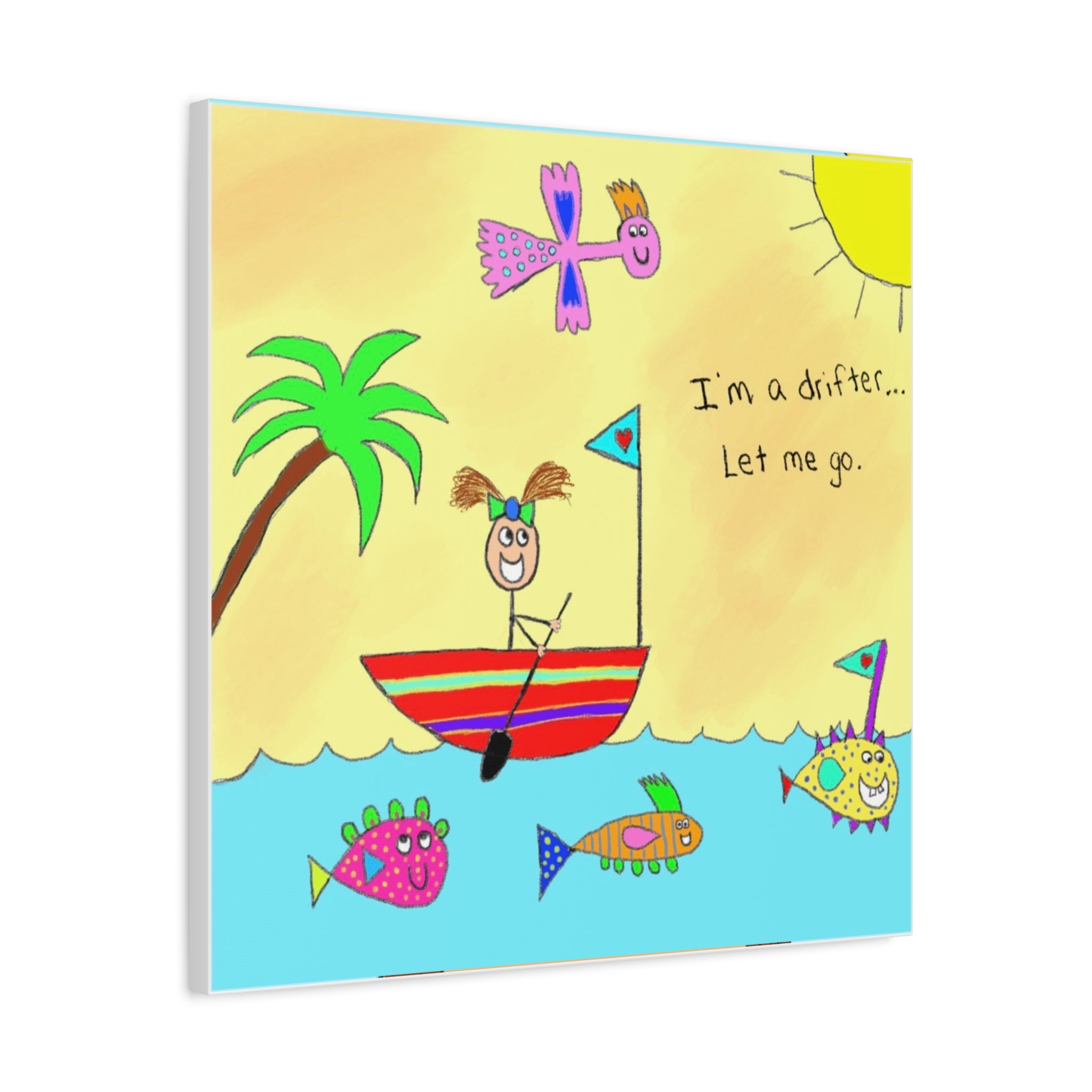 Inspirational Canvas Art "I’m A Drifter" — Whimsical Illustration