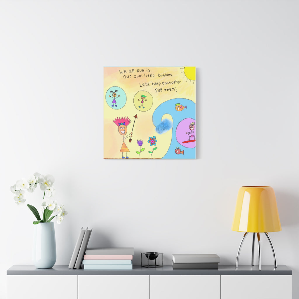 Inspirational Canvas Art "Popping Bubbles" — Whimsical Illustration