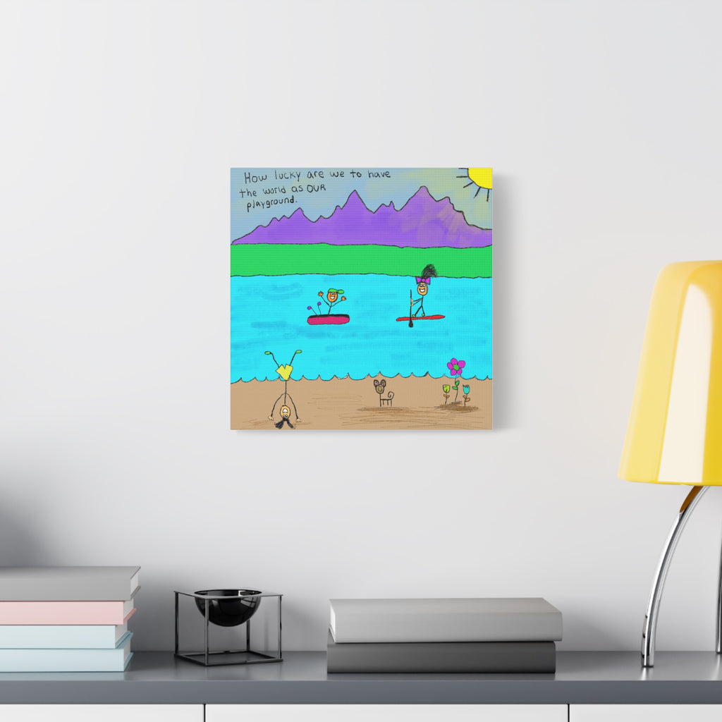 Inspirational Canvas Art "The World Is A Playground" — Whimsical Illustration