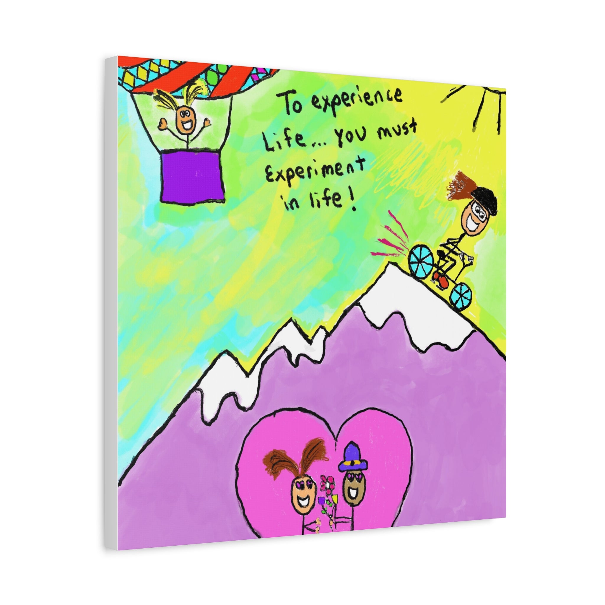 Inspirational Canvas Art "Experience and  Experiment in Life" — Whimsical Illustration
