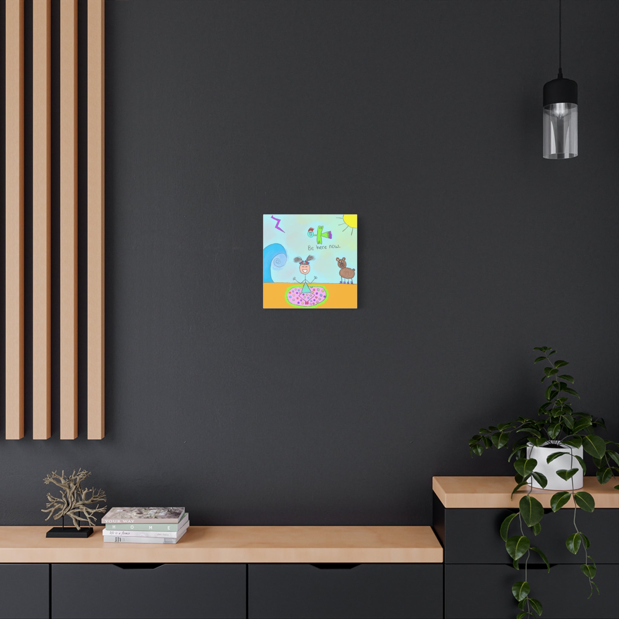 Inspirational Canvas Art "Be Here Now" — Whimsical Illustration