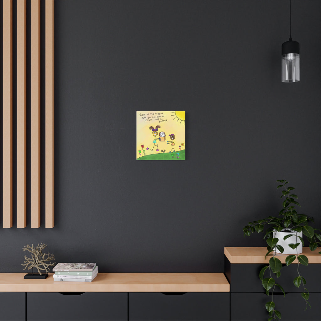Inspirational Canvas Art "Time Is The Biggest Gift" — Whimsical Illustration
