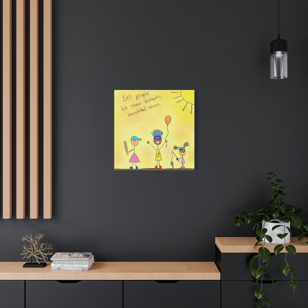 Inspirational Canvas Art "Authentic Selves" — Whimsical Illustration