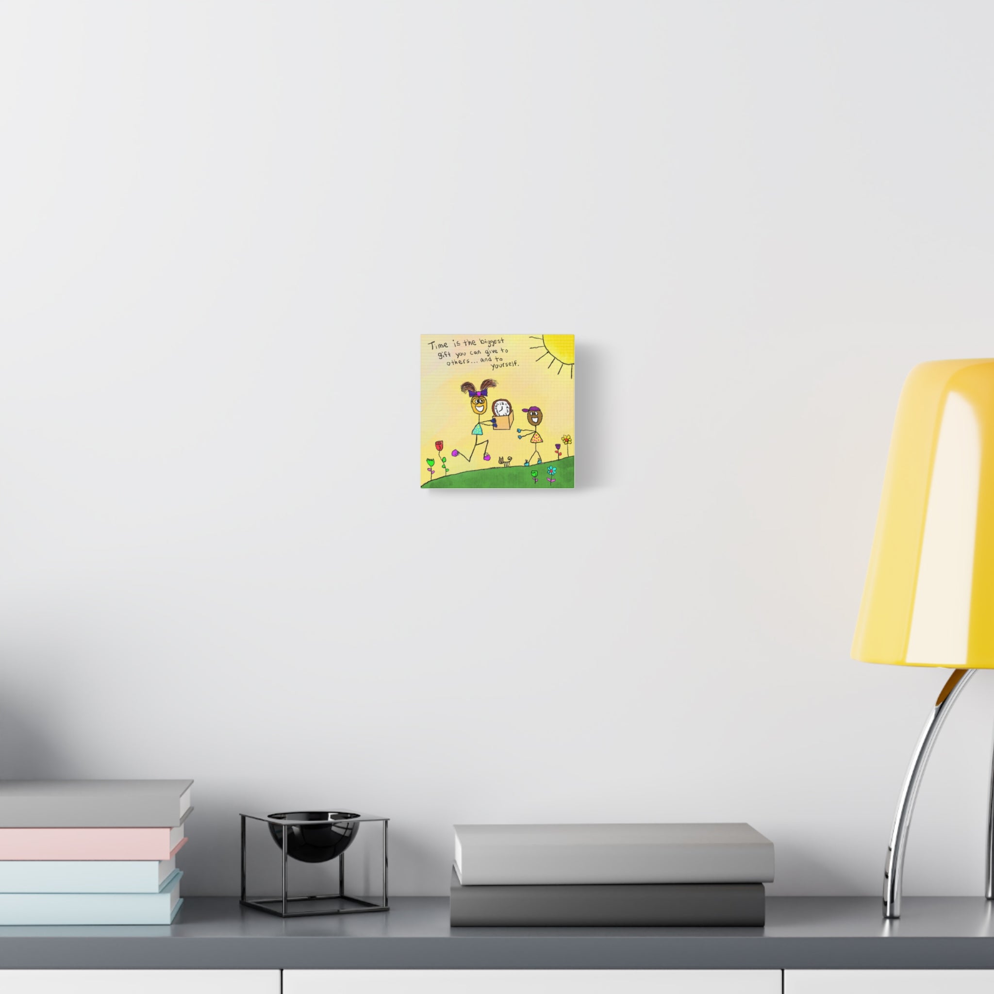 Inspirational Canvas Art "Time Is The Biggest Gift" — Whimsical Illustration