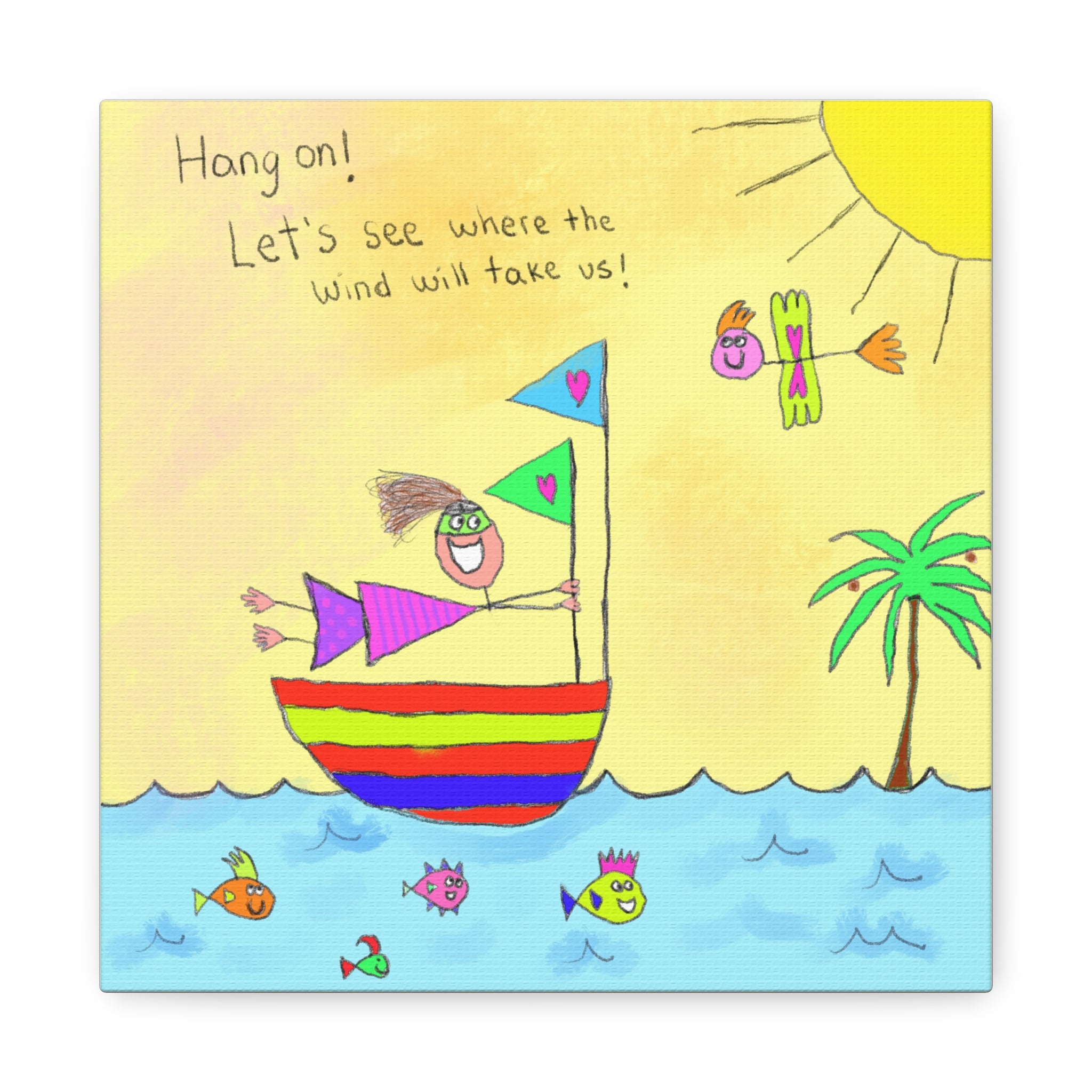 Inspirational Canvas Art "Where Will The Wind Take Us" — Whimsical Illustration