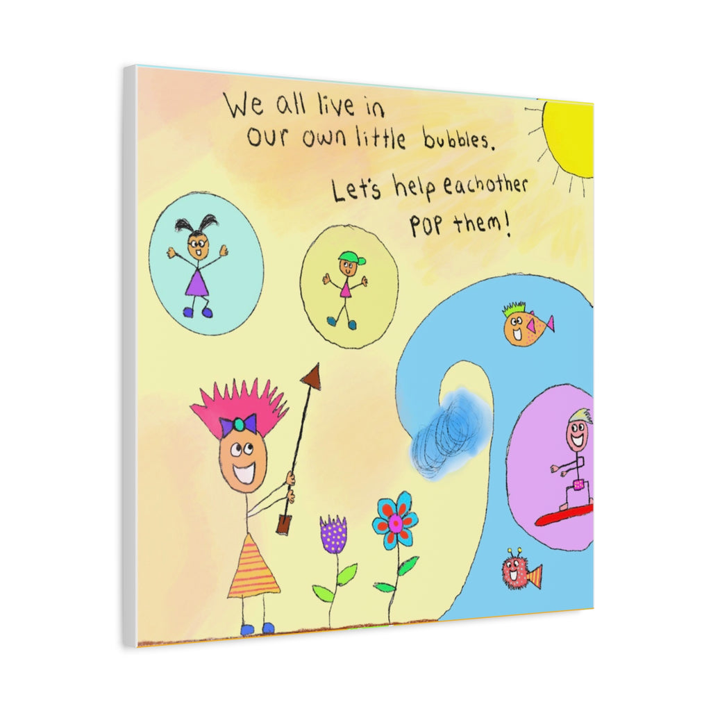 Inspirational Canvas Art "Popping Bubbles" — Whimsical Illustration