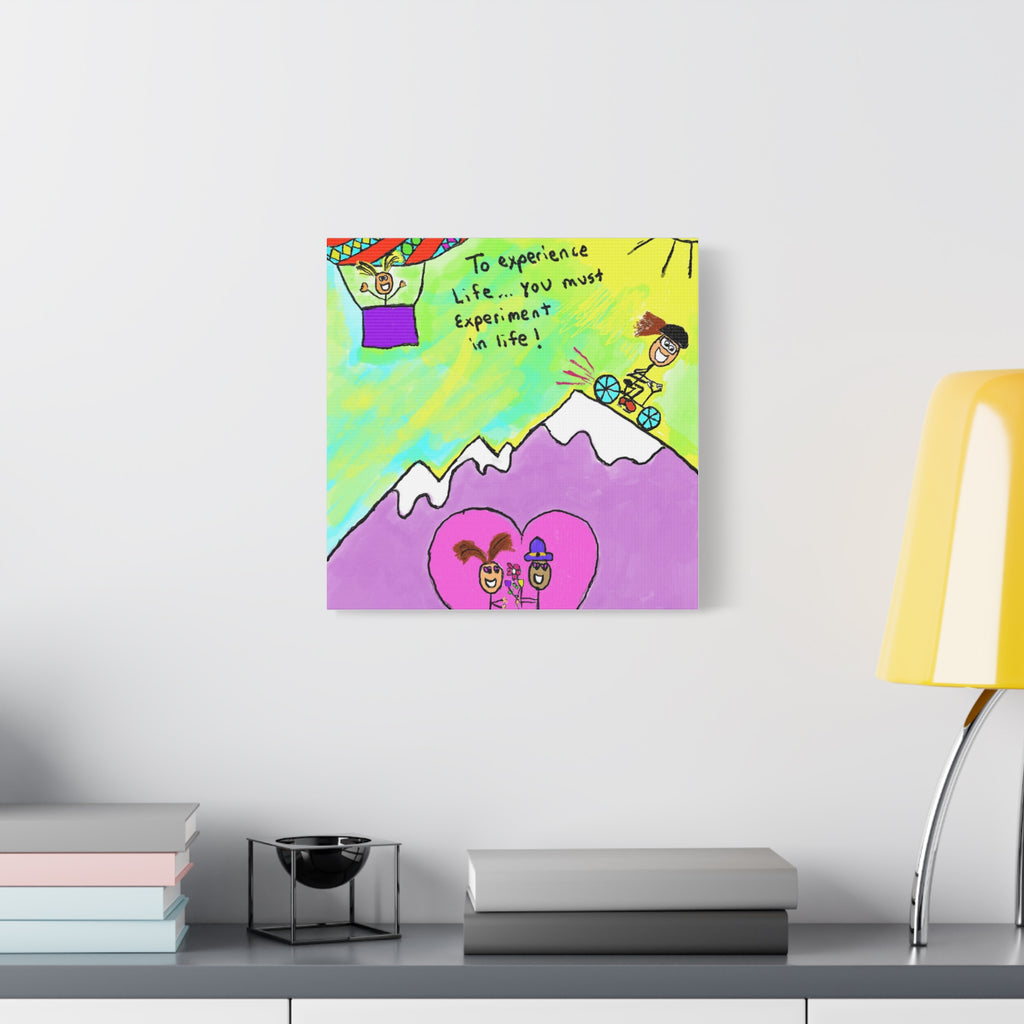 Inspirational Canvas Art "Experience and  Experiment in Life" — Whimsical Illustration