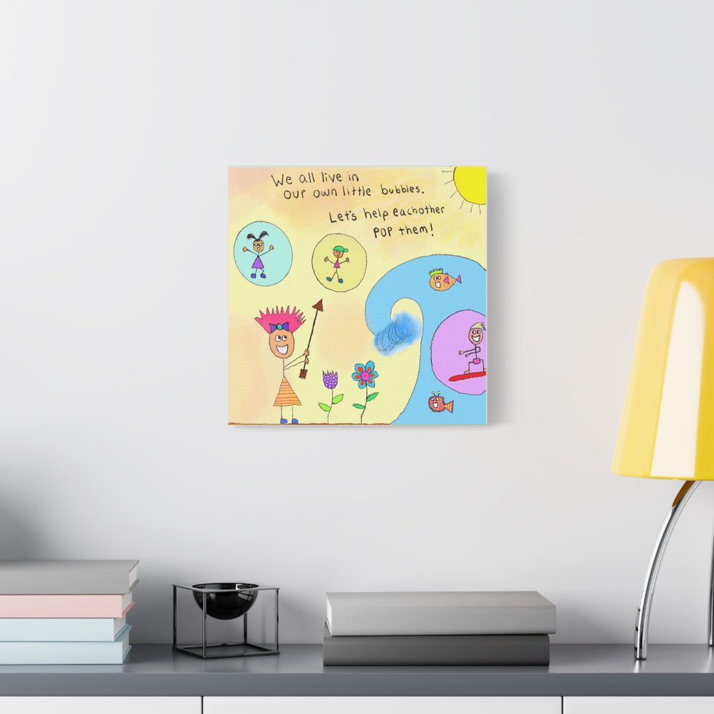 Inspirational Canvas Art "Popping Bubbles" — Whimsical Illustration