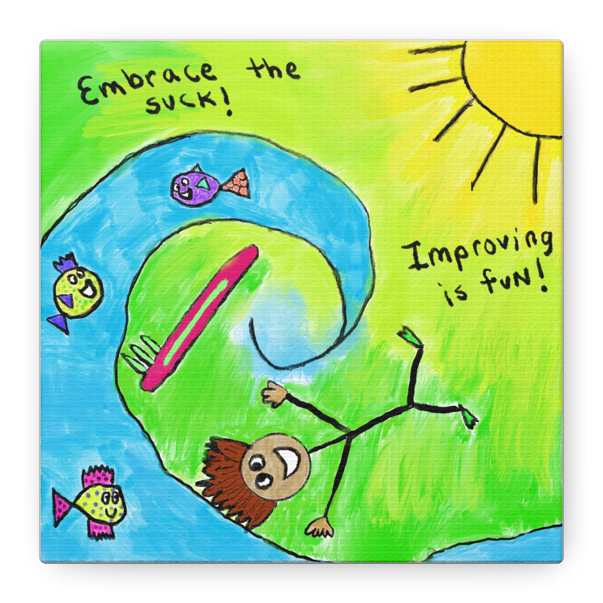 Inspirational Canvas Art "Embrace the Suck" — Whimsical Illustration
