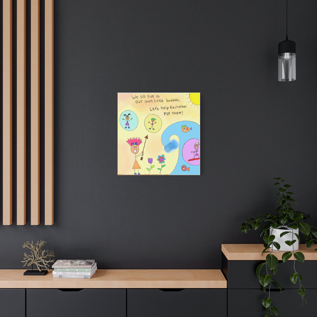 Inspirational Canvas Art "Popping Bubbles" — Whimsical Illustration