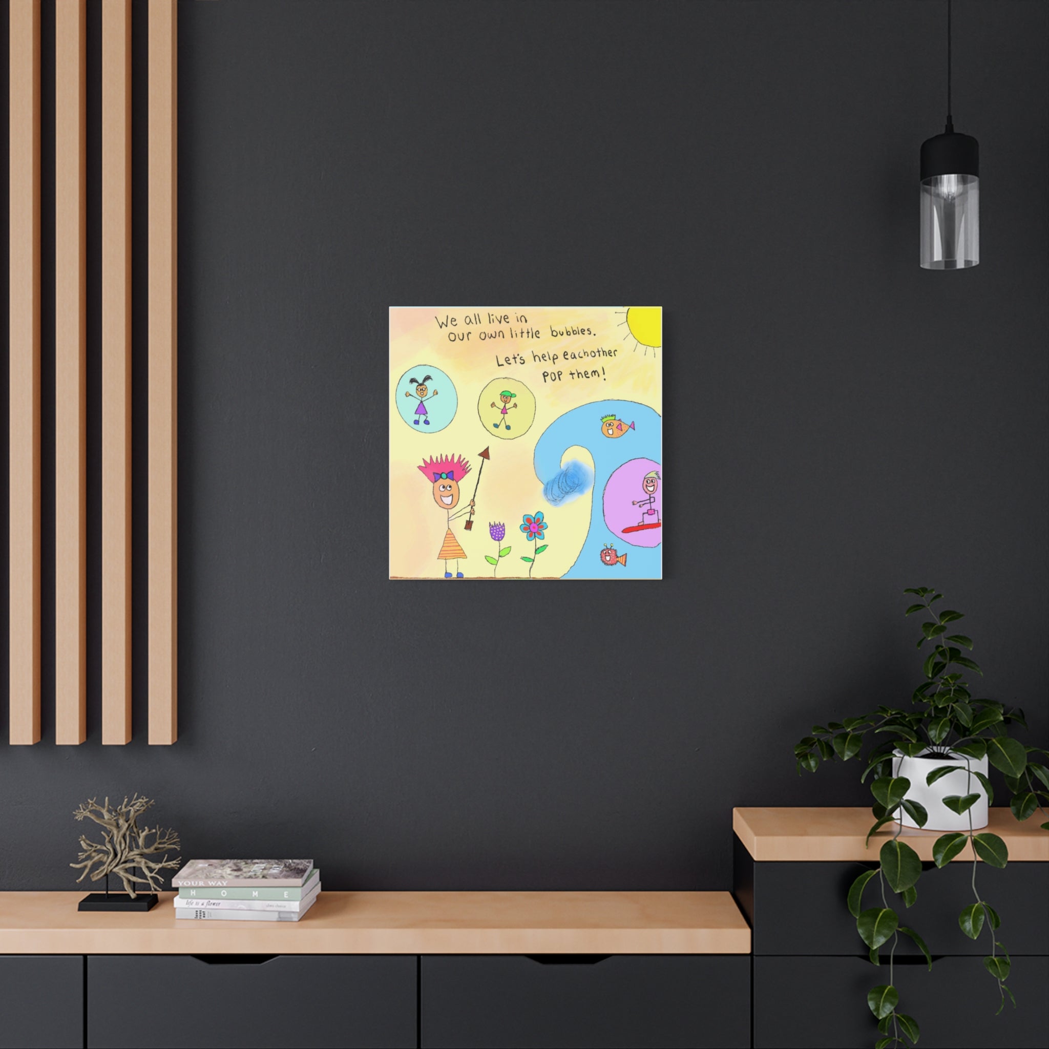 Inspirational Canvas Art "Popping Bubbles" — Whimsical Illustration