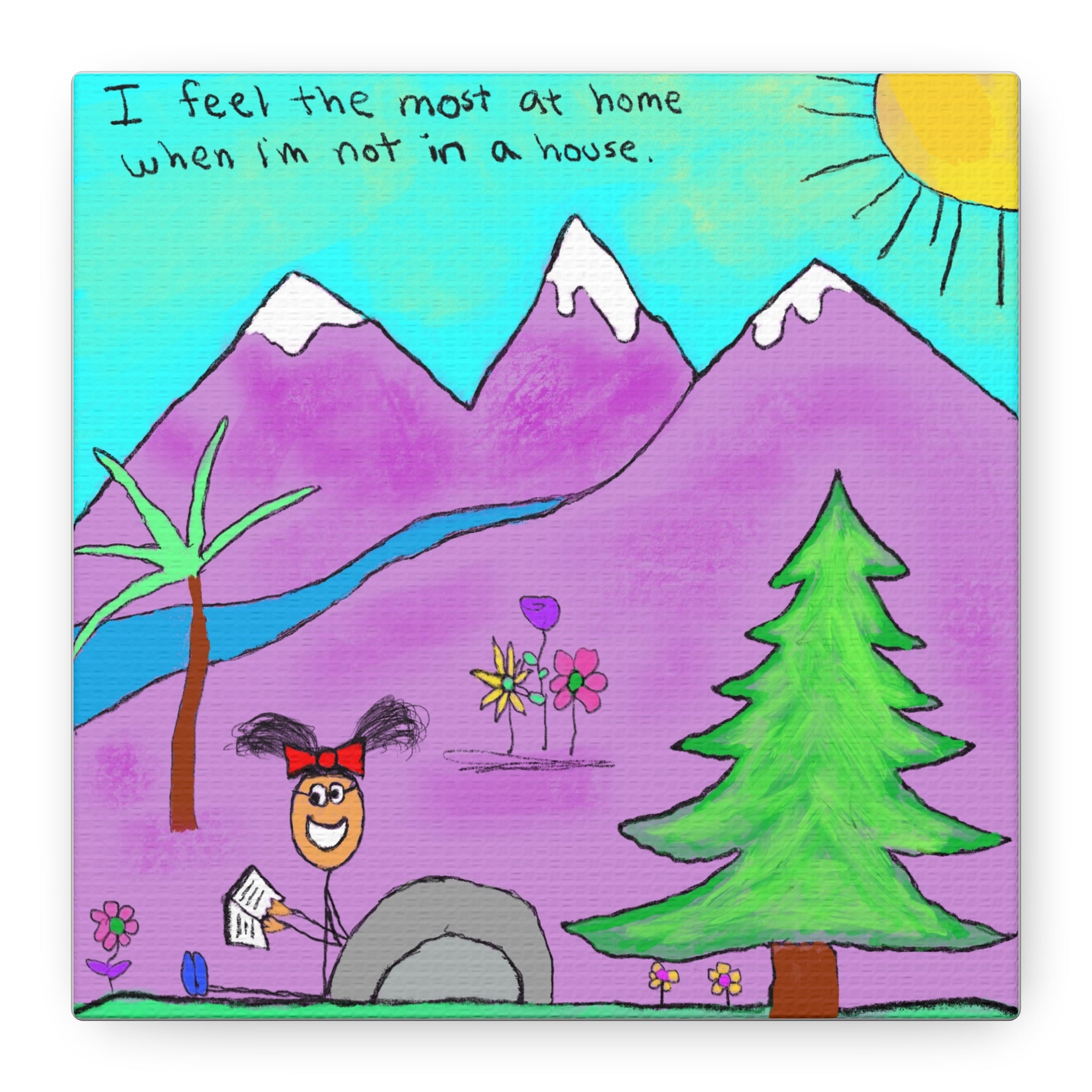 Inspirational Canvas Art "Home" — Whimsical Illustration
