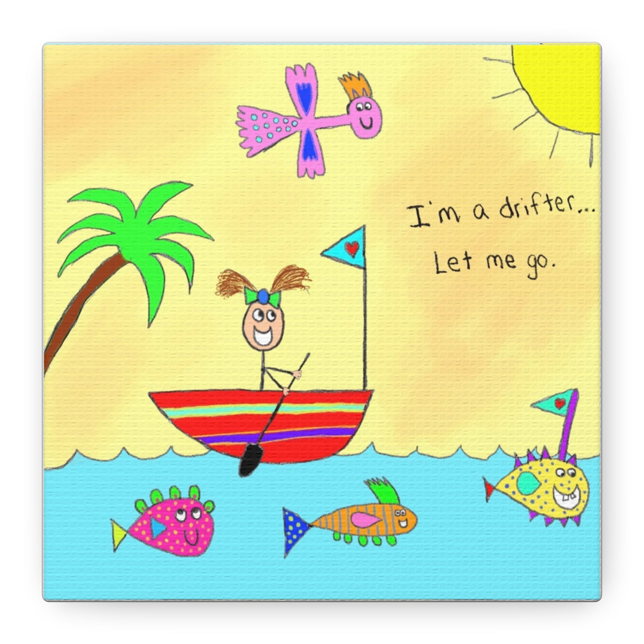 Inspirational Canvas Art "I’m A Drifter" — Whimsical Illustration