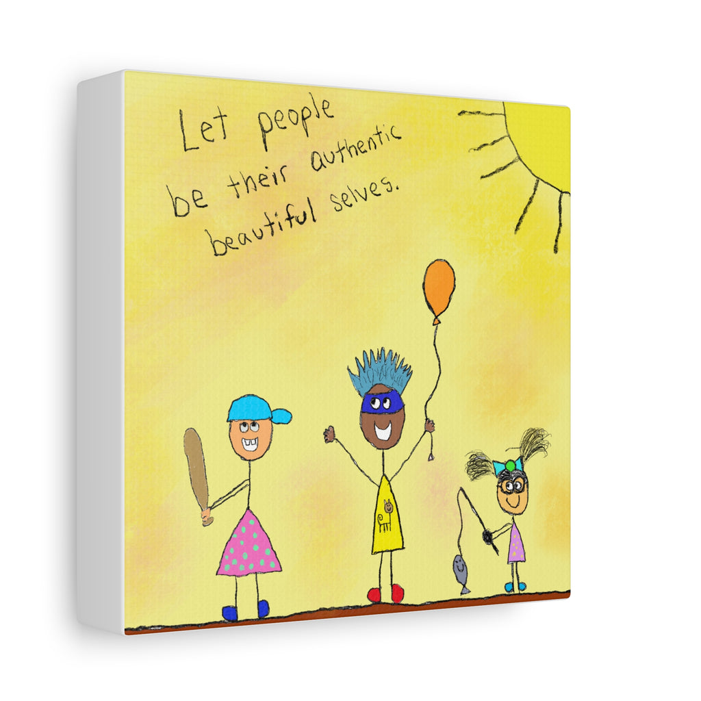 Inspirational Canvas Art "Authentic Selves" — Whimsical Illustration