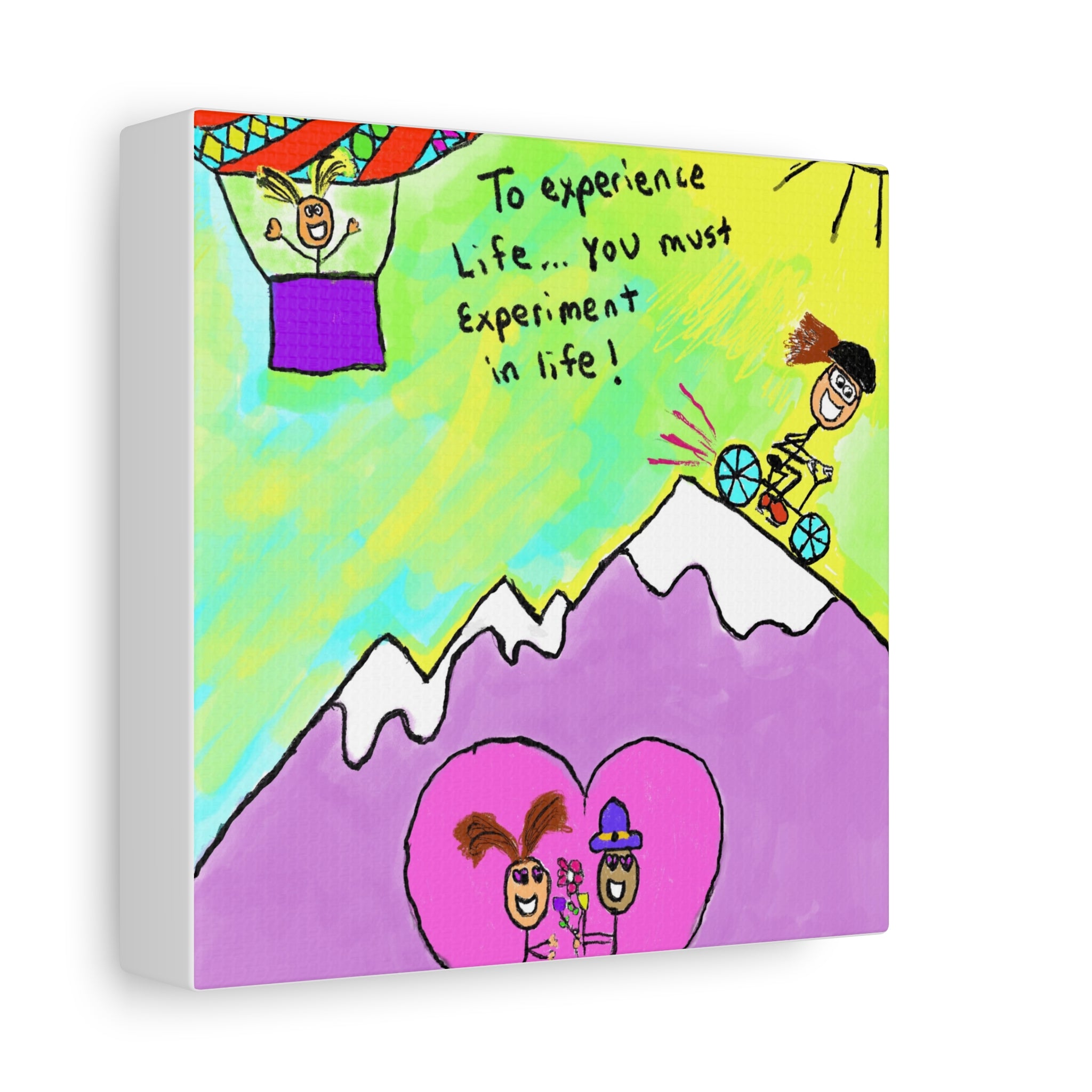 Inspirational Canvas Art "Experience and  Experiment in Life" — Whimsical Illustration