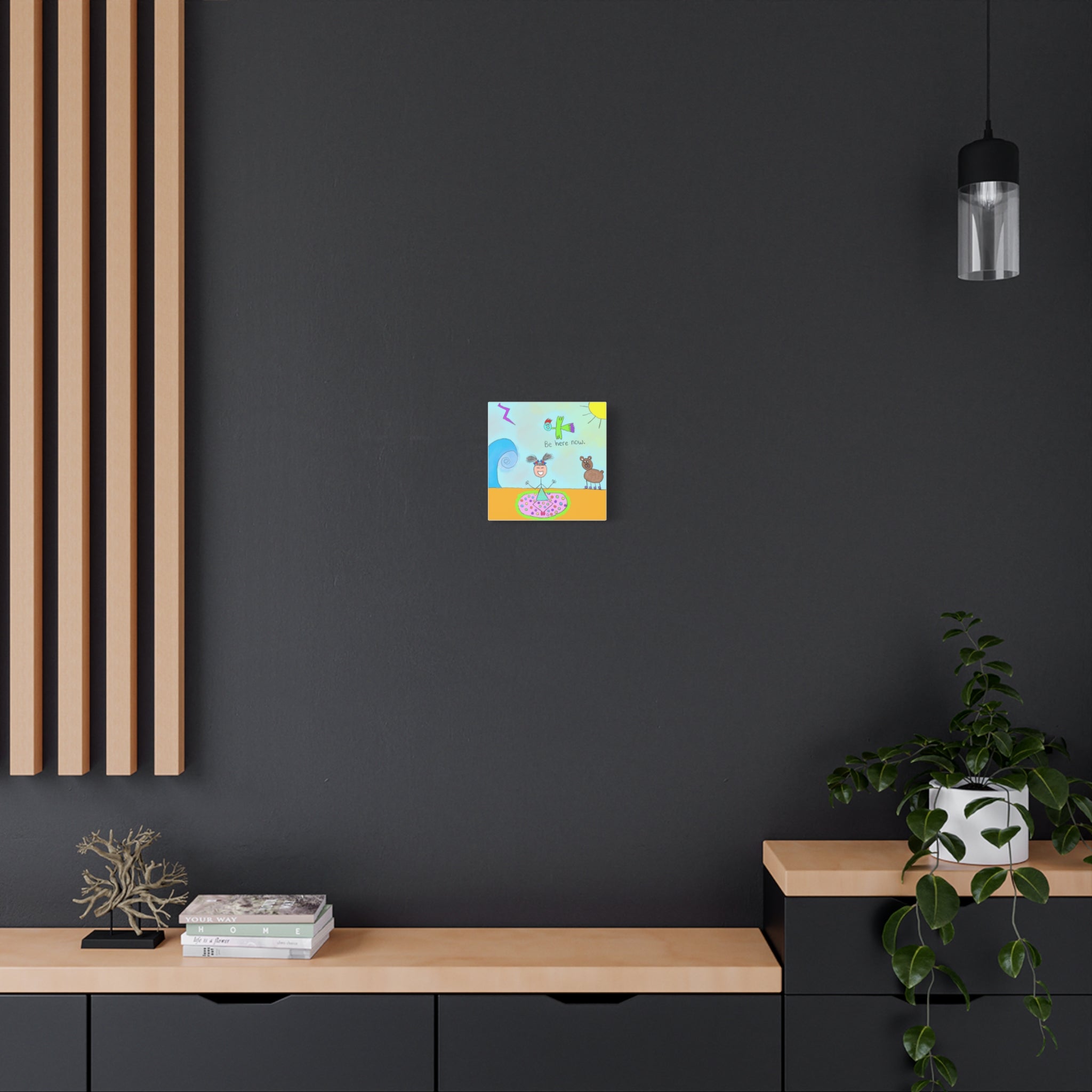 Inspirational Canvas Art "Be Here Now" — Whimsical Illustration