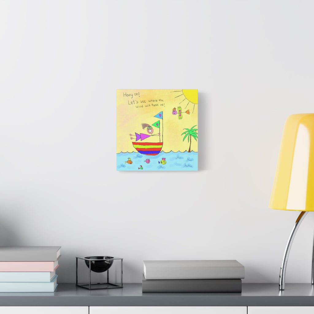 Inspirational Canvas Art "Where Will The Wind Take Us" — Whimsical Illustration