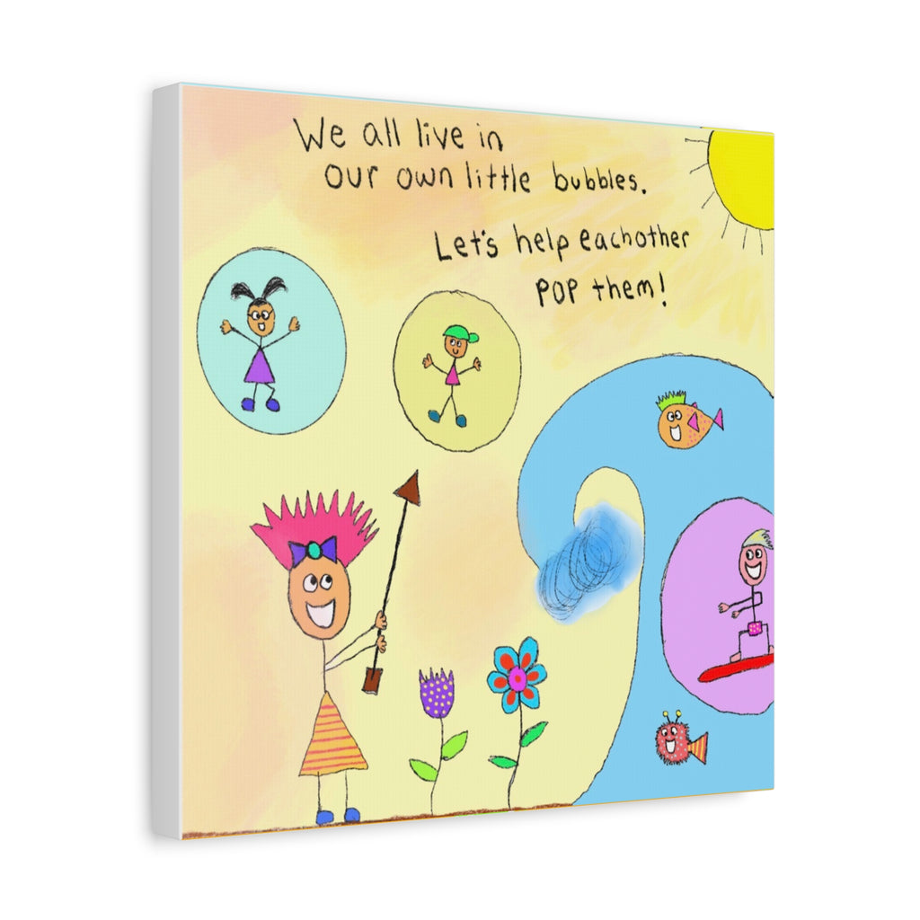 Inspirational Canvas Art "Popping Bubbles" — Whimsical Illustration