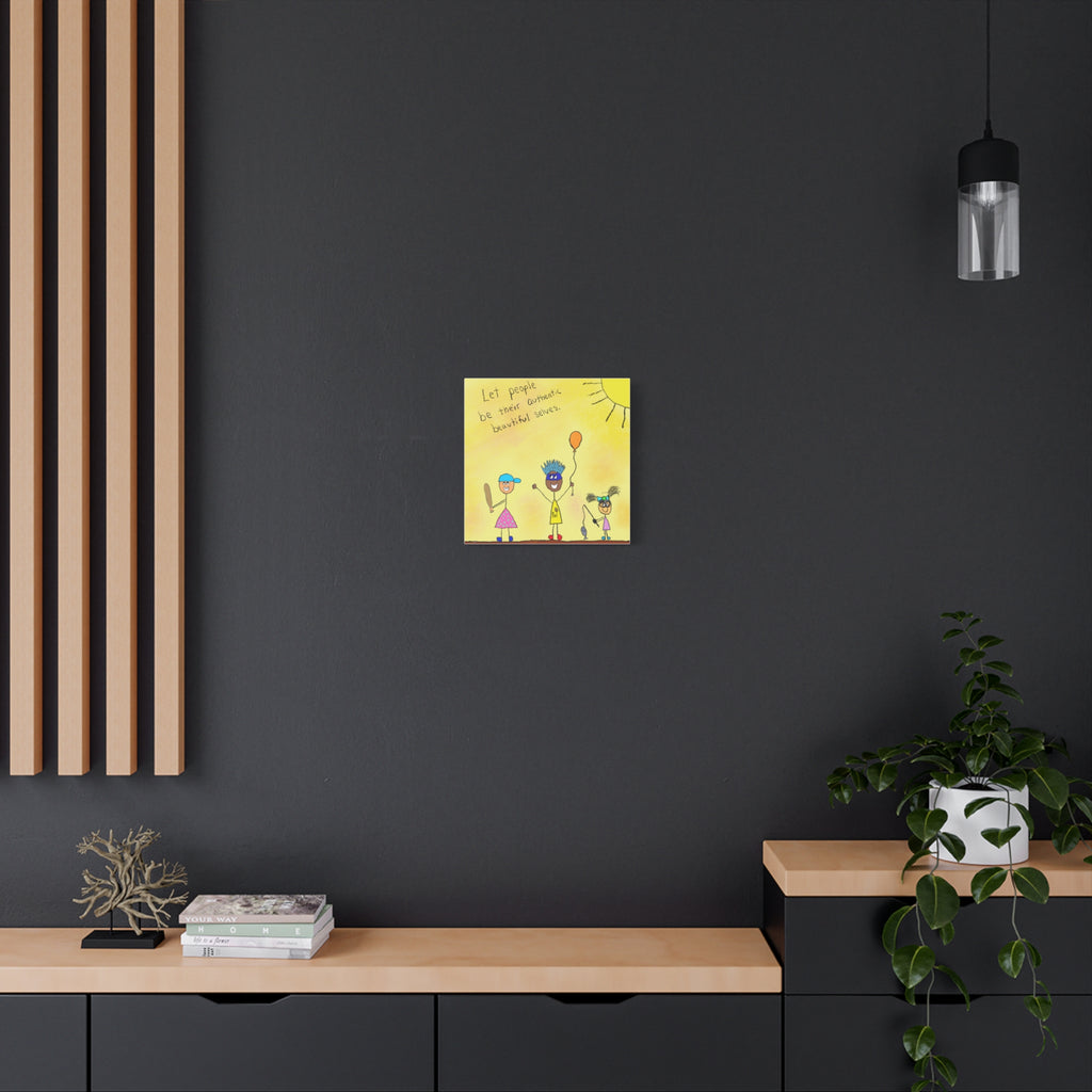 Inspirational Canvas Art "Authentic Selves" — Whimsical Illustration