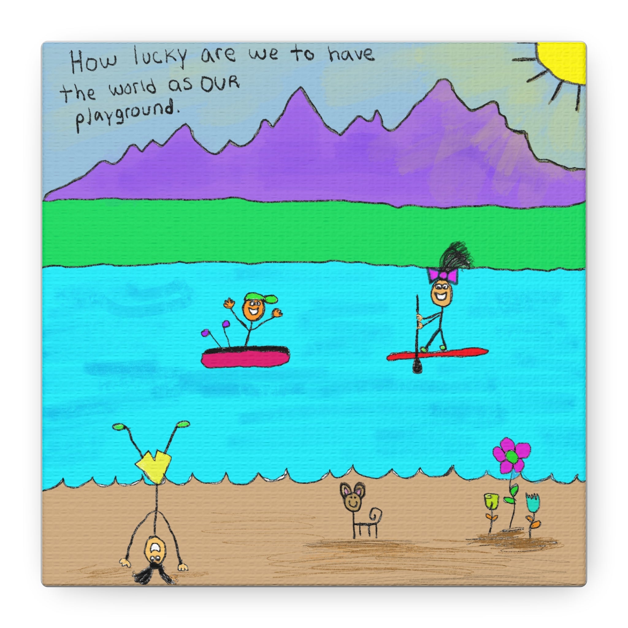 Inspirational Canvas Art "The World Is A Playground" — Whimsical Illustration