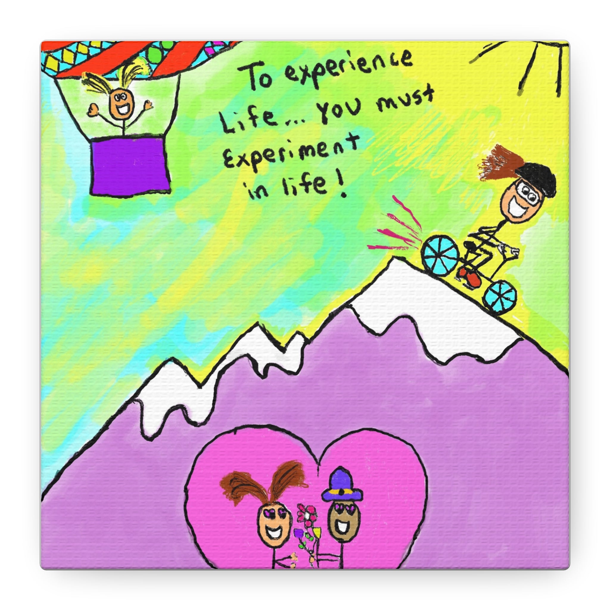 Inspirational Canvas Art "Experience and  Experiment in Life" — Whimsical Illustration