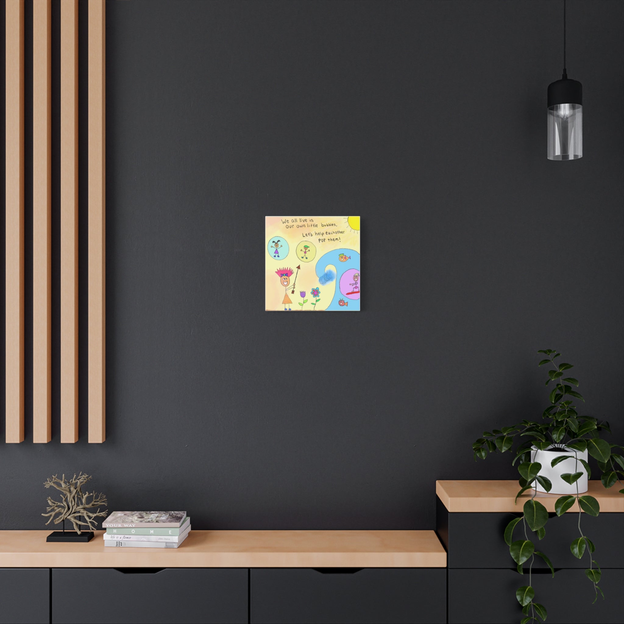 Inspirational Canvas Art "Popping Bubbles" — Whimsical Illustration