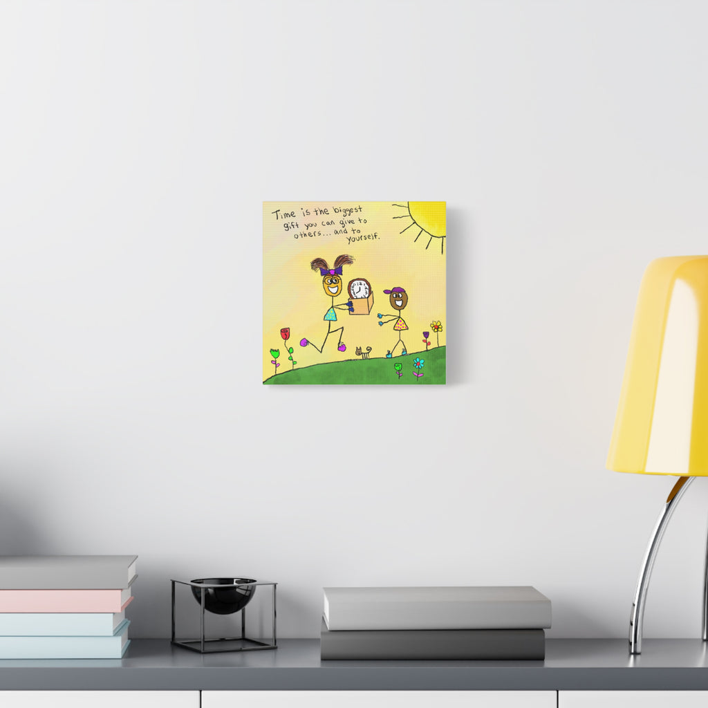 Inspirational Canvas Art "Time Is The Biggest Gift" — Whimsical Illustration